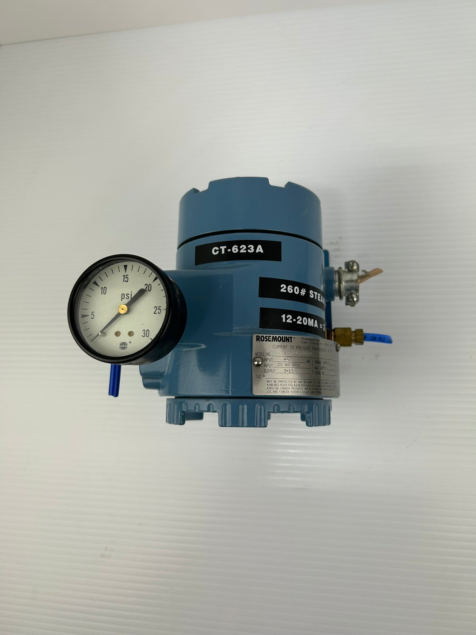 Rosemount 3311DS1J1B1E5 Current to Pressure Transducer with Pressure Gauge