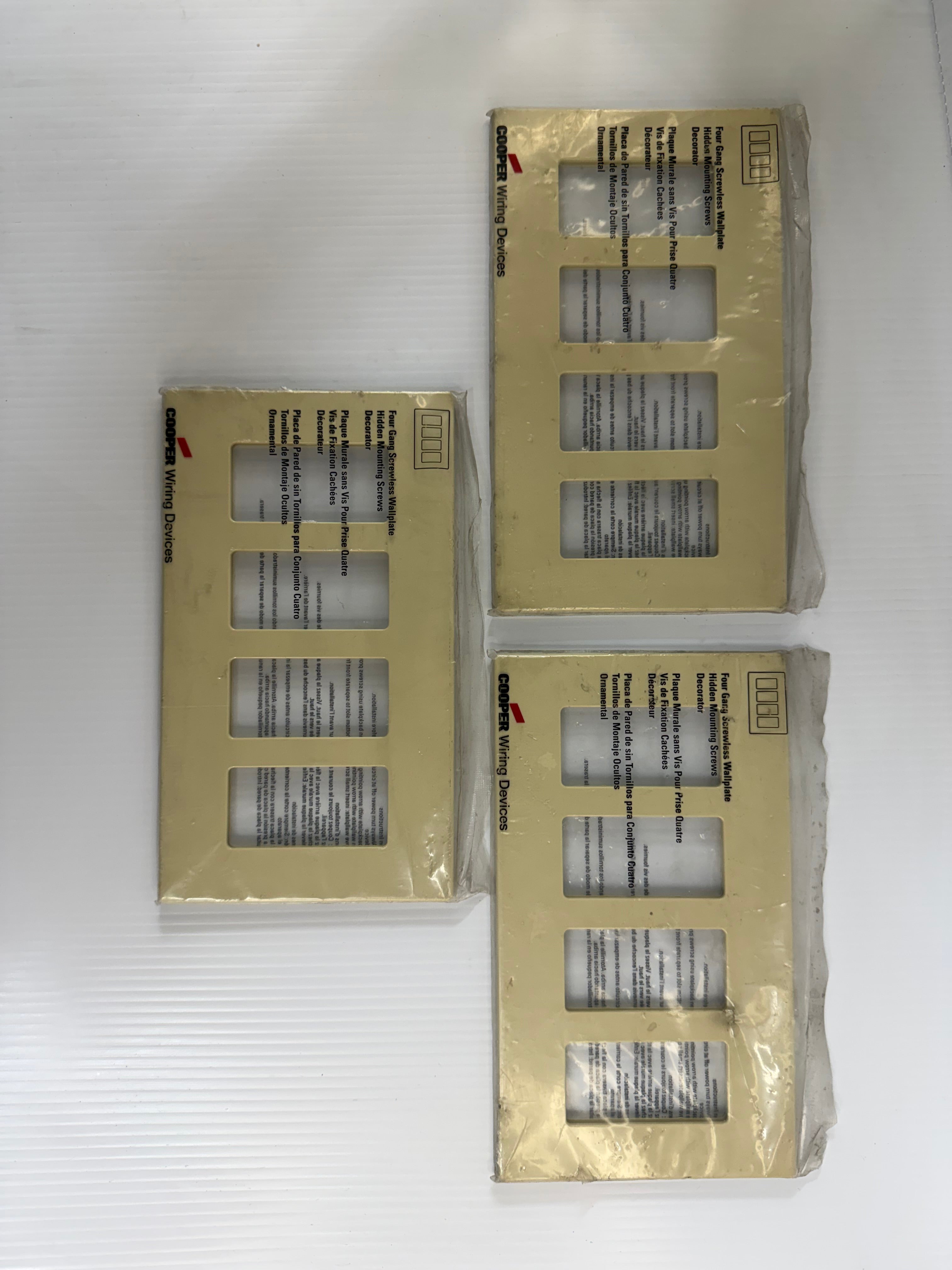 Cooper Wiring 4-Gang Screwless Wallplate PJS264V Lot of 3