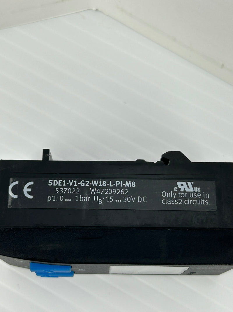 Festo SDE1-V1-G2-W18-L-PI-M8 Pressure Sensor 15-30VDC 0-1 bar