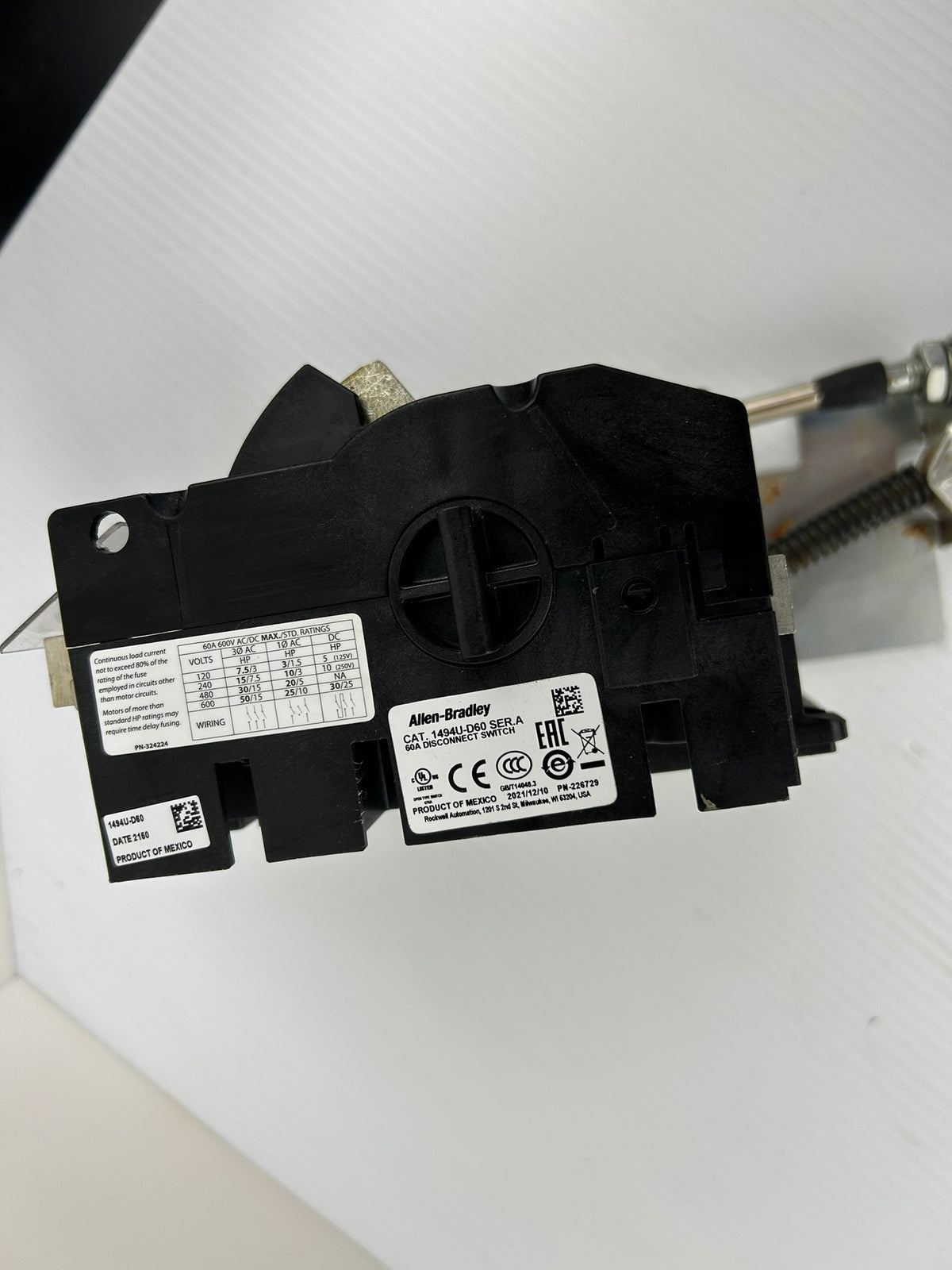 Allen-Bradley 1494U-D60 Disconnect Switch Cable Mechanism 1494U-C314 Series A