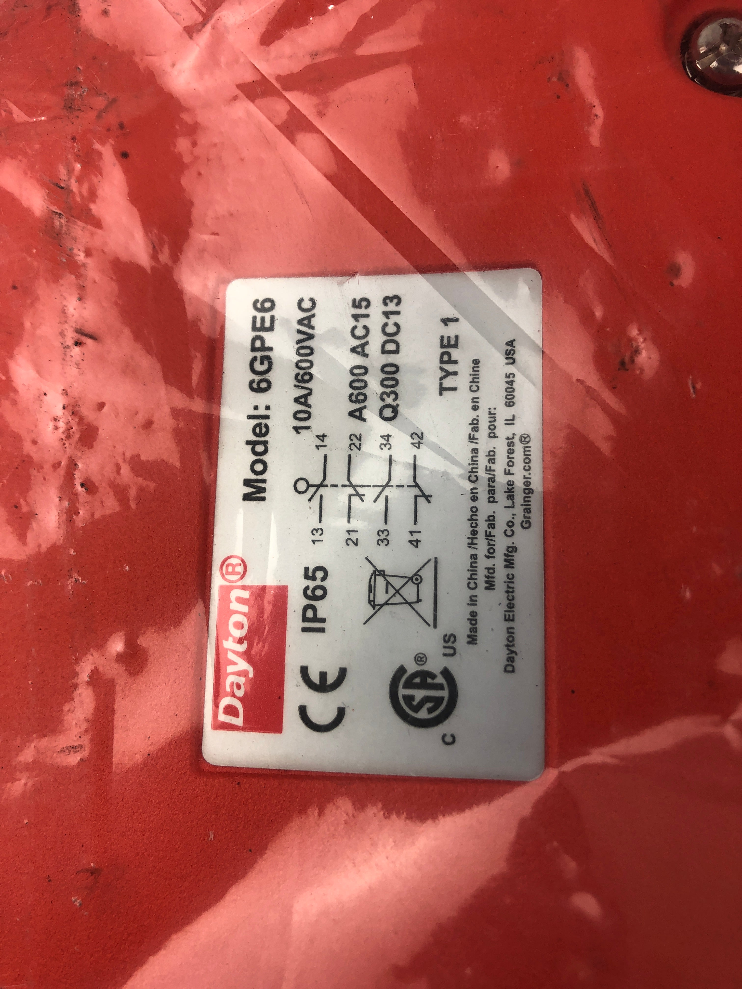 Dayton 6GPE6 Foot Switch Type 1