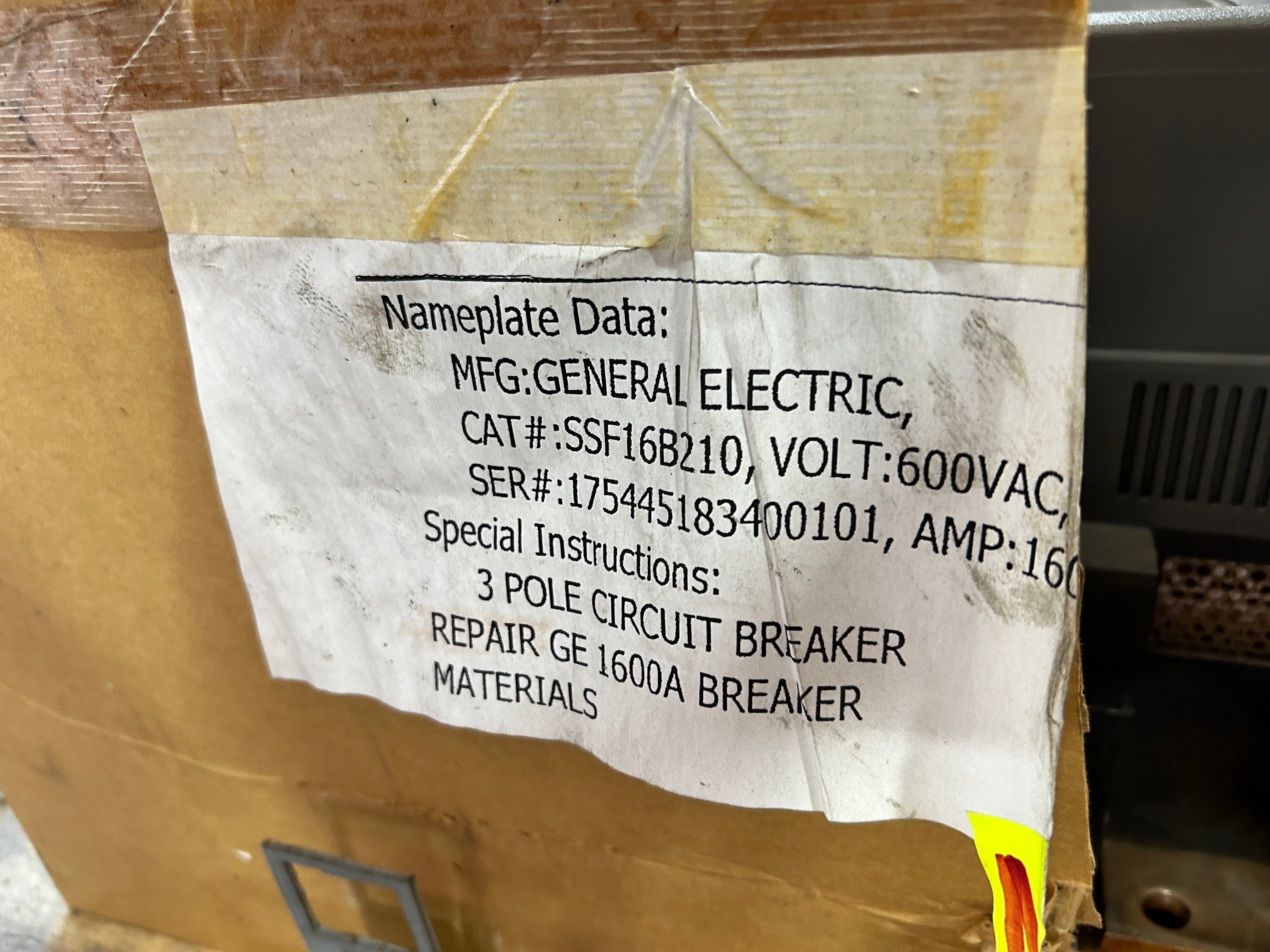 GE Power Break II SSF16B210 Circuit Breaker 1600A 600VAC 3 Pole TR10B