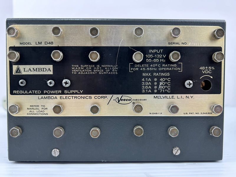 Lambda Electronics LM D48 Regulated Power Supply 105-132V 55-65 Hz