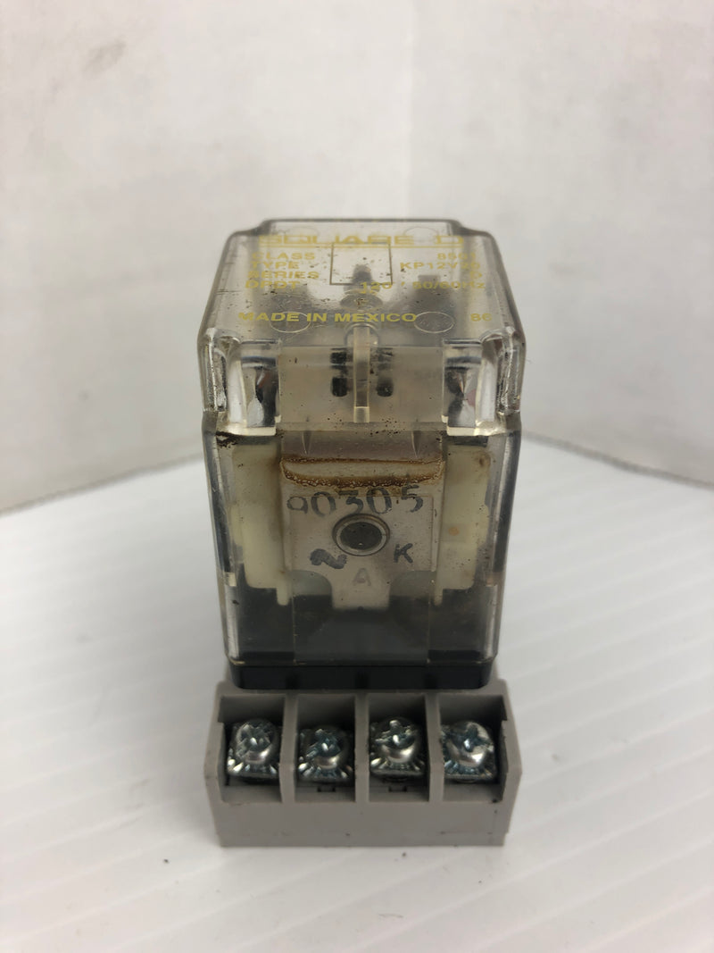 Square D 8501 Relay Ser. D 120V 50/60Hz With P&B 27E891 Base 300VAC 10A