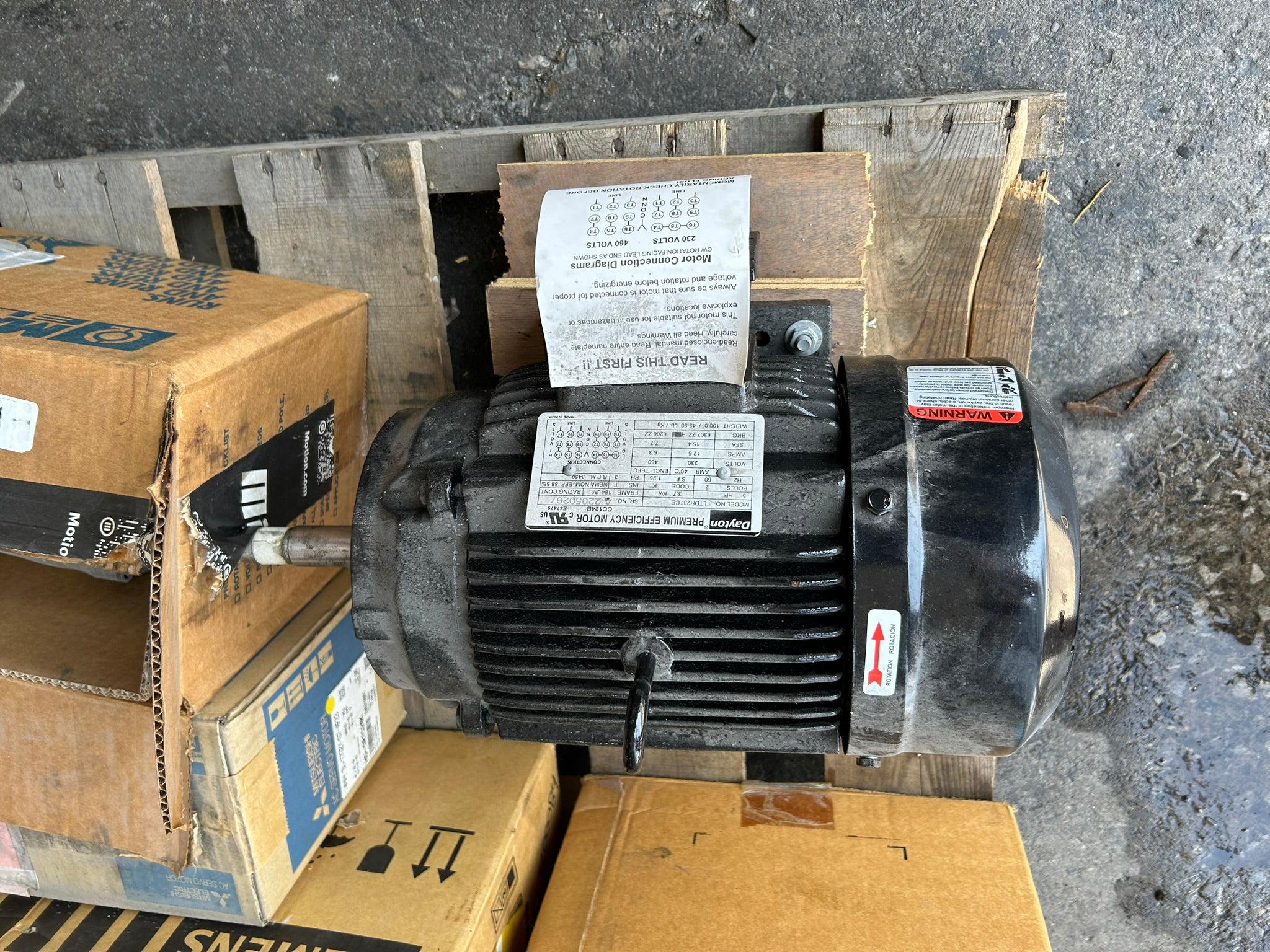 Dayton LTDH23TC-E 5HP 3PH TEFC Electric Motor 230/460V 3450RPM 184JM