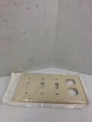 Leviton P38-T Ivory Three Toggle / One Duplex Combo Wall Plate - Lot of 2