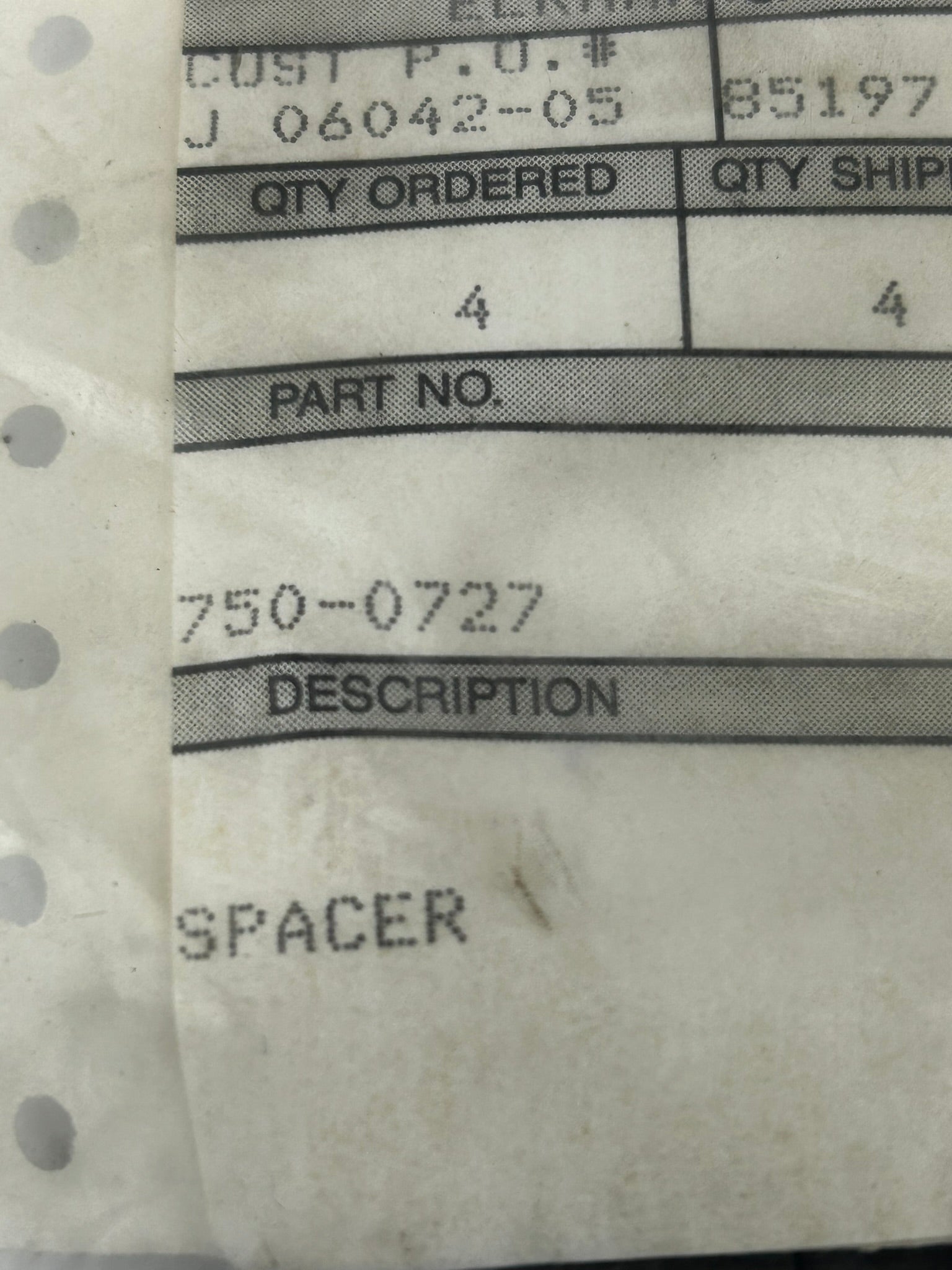 Spacer 750-0727 - Lot of 4
