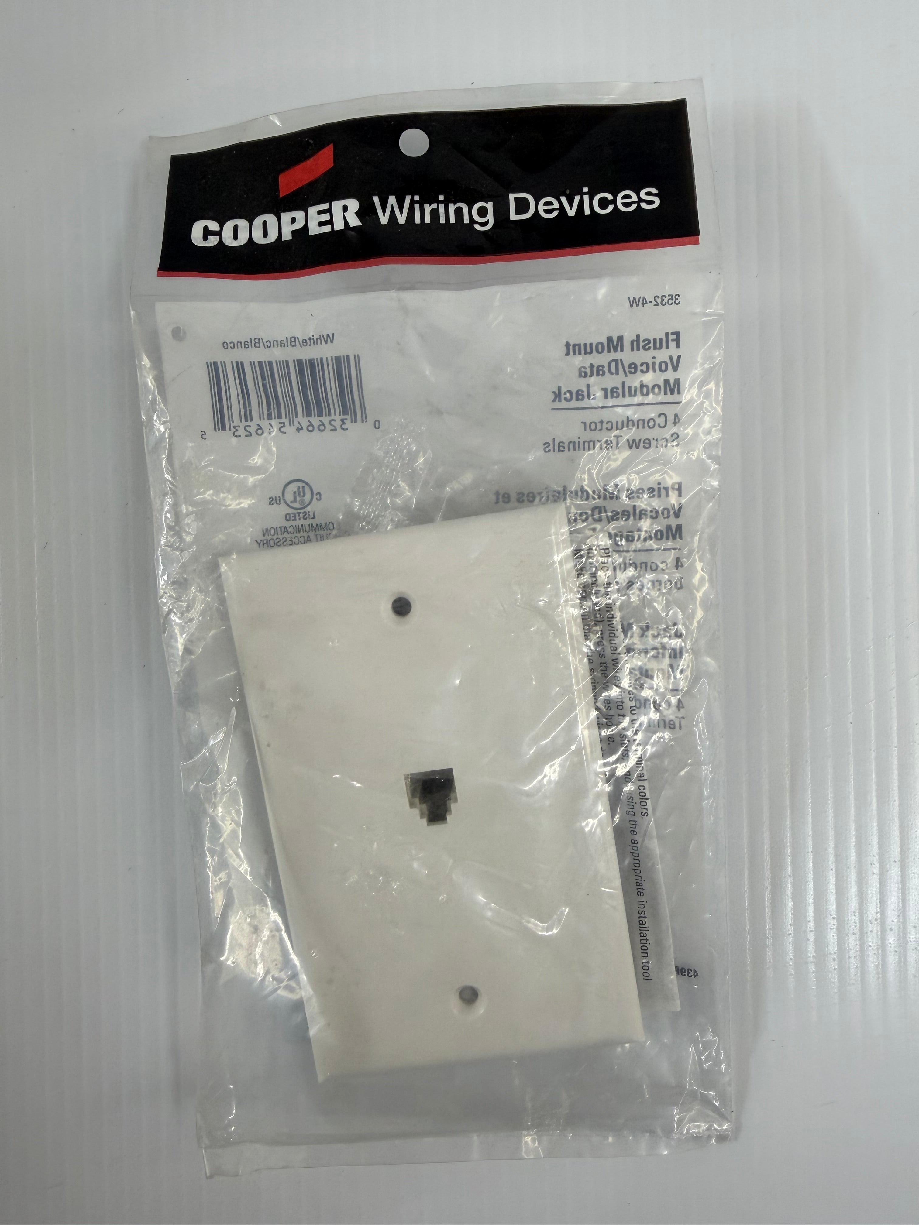 Cooper Wiring Flush Mount Voice/Data Modular Jack 3532-4W Lot of 19