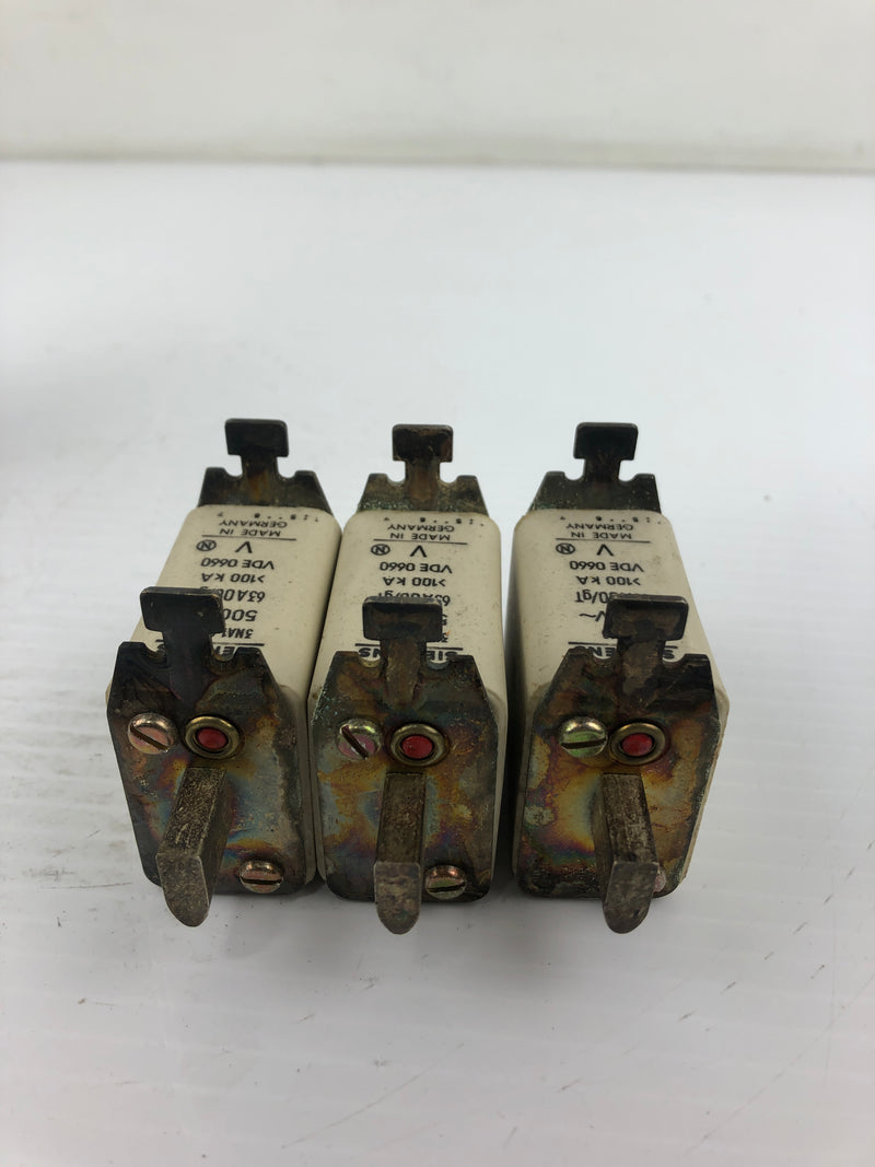 Siemens 3NA1 018 Fuses 500V 63A00/gT - Box of 3