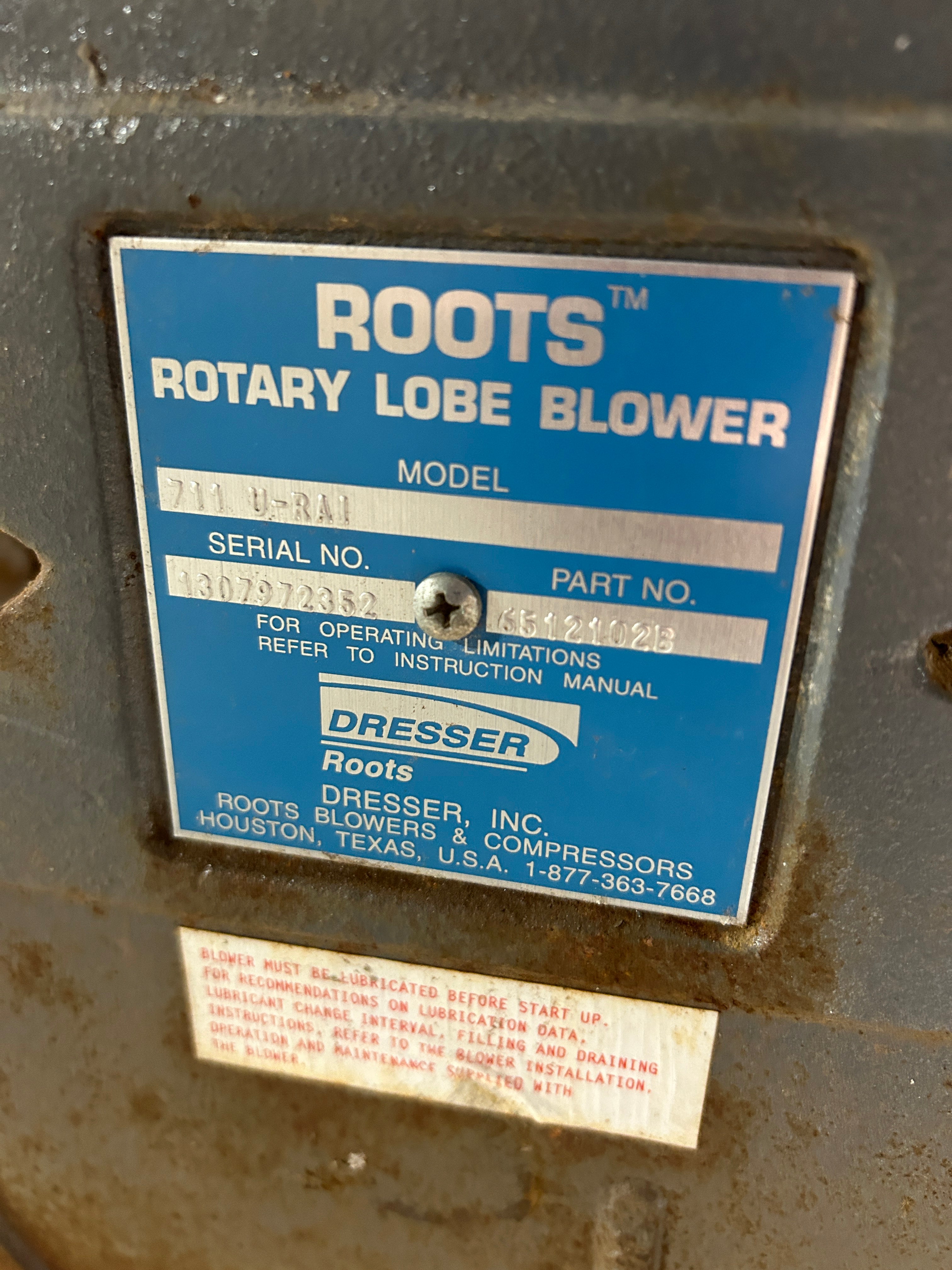Dresser Roots 711 U-RAI Universal RAI Rotary Lobe Blower