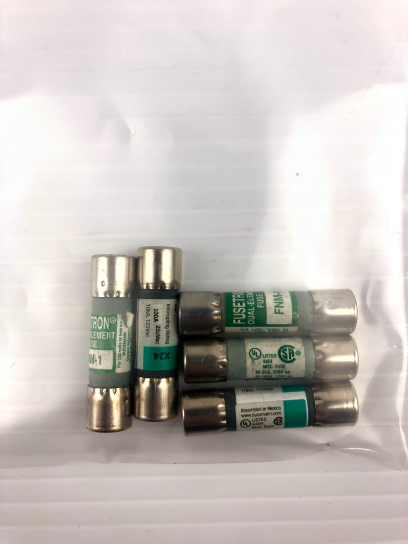 Bussmann FNM-1 Dual Element Fuse 250 VAC - Lot of 5