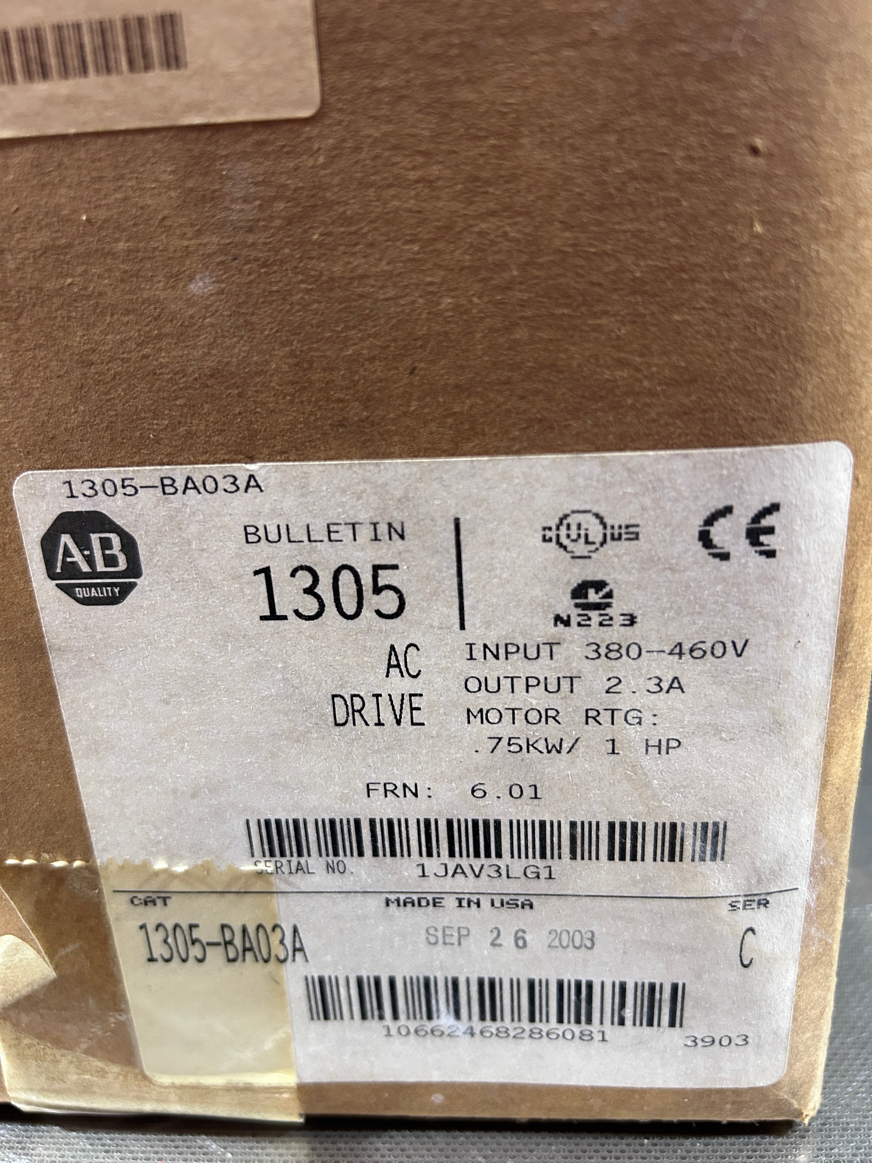 Allen-Bradley 1305-BA03A Adjustable Frequency AC Drive Bulletin 1305 1HP