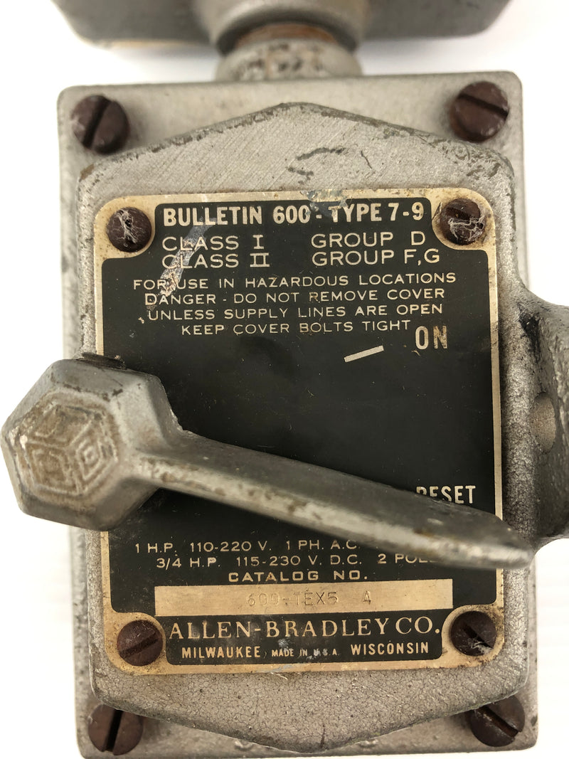 Allen-Bradley 600-TEX5 Starter Switch Ser. A With Crouse-Hinds HRC42A24 Condulet