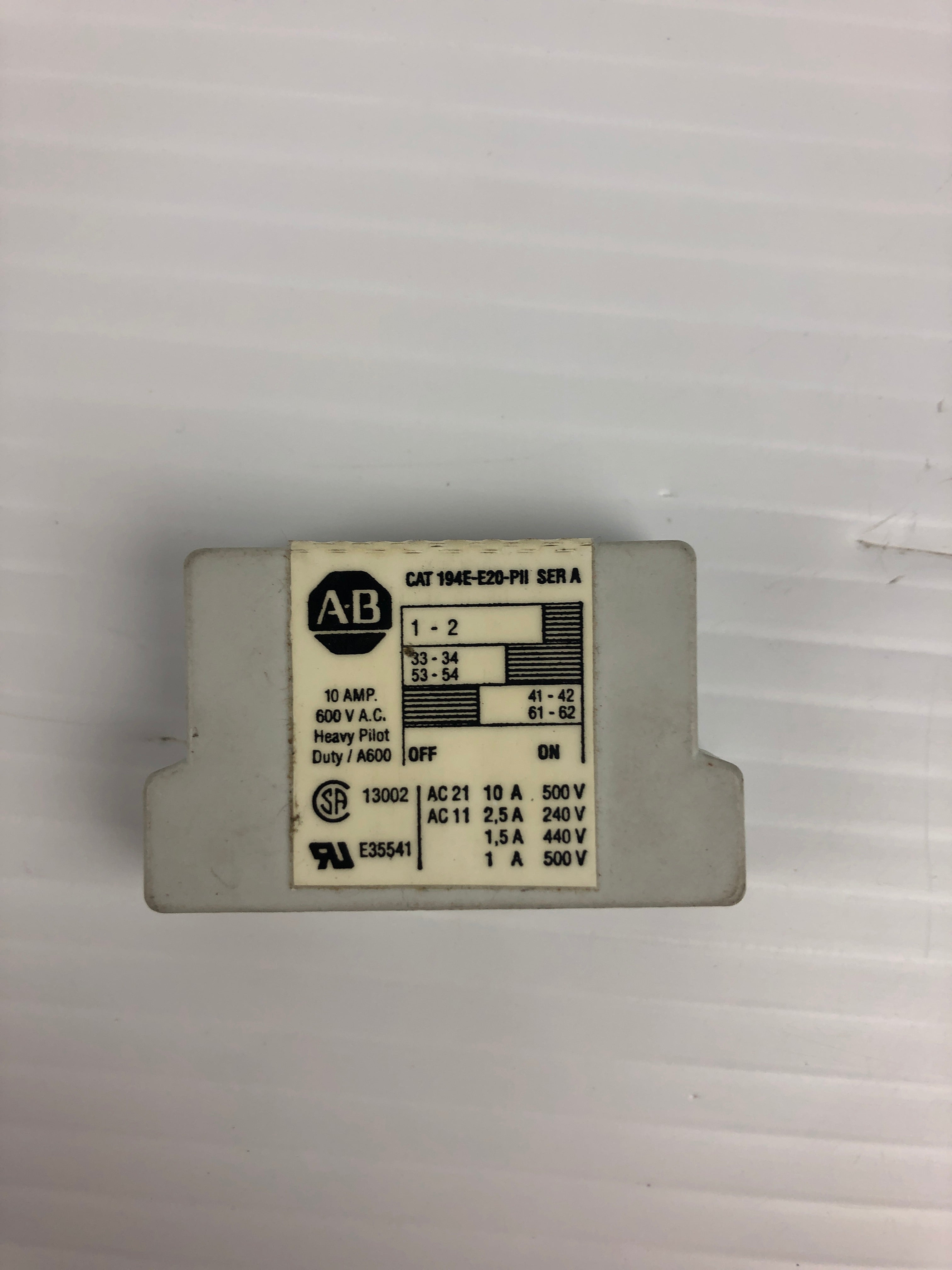 Allen-Bradley 194E-E20-P11 Auxiliary Contact Block Series A 10 Amp