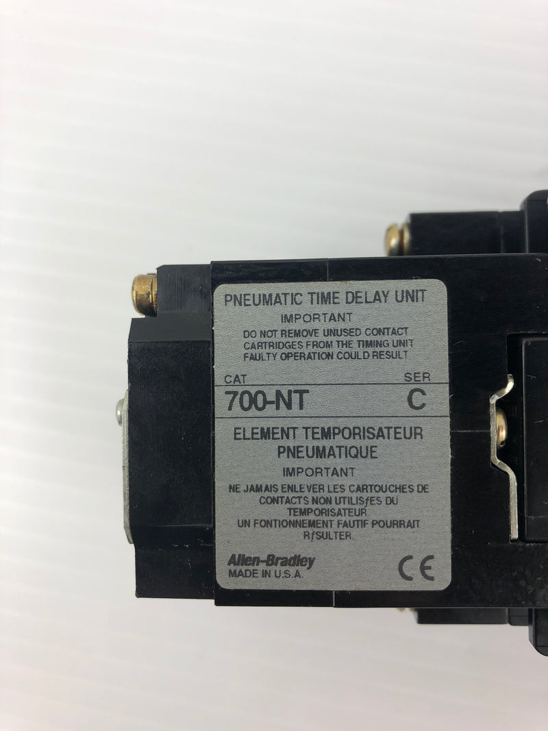 Allen-Bradley 700-N400A1 Relay Series C with 700-NT Pneumatic Time Delay Unit