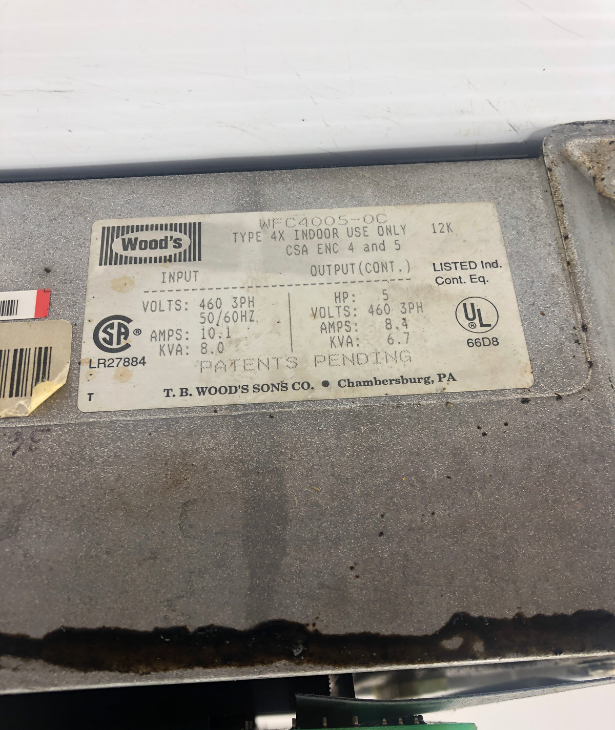 TB Woods WFC4005-OC Inverter Drive 4X 5HP 3PH 460V 10.1A 8.0KVA 50/60Hz