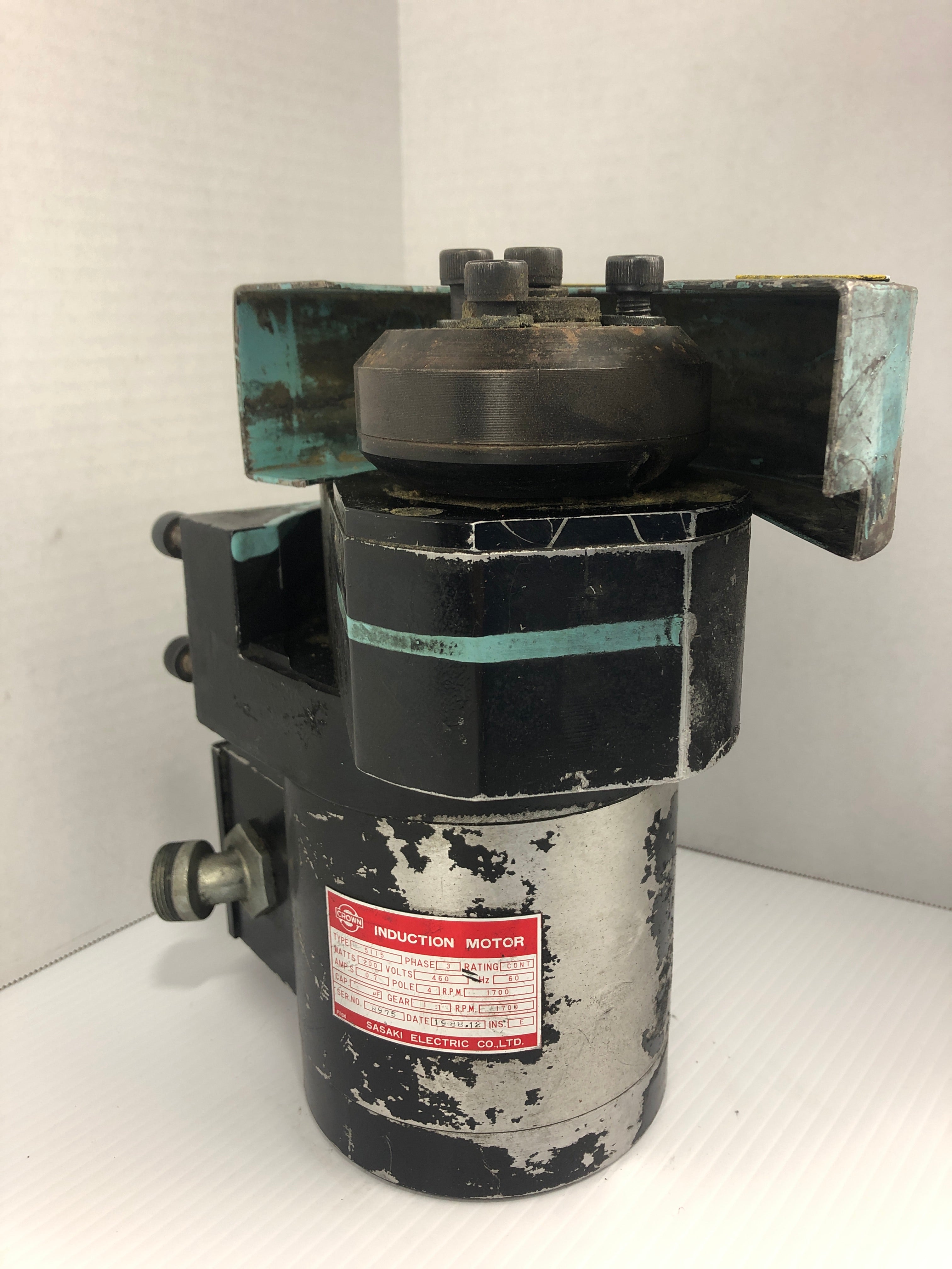 Sasaki Electric 5115 Crown Induction Motor 200W 1700 RPM 460V 0.7A 3PH 4P 1:1