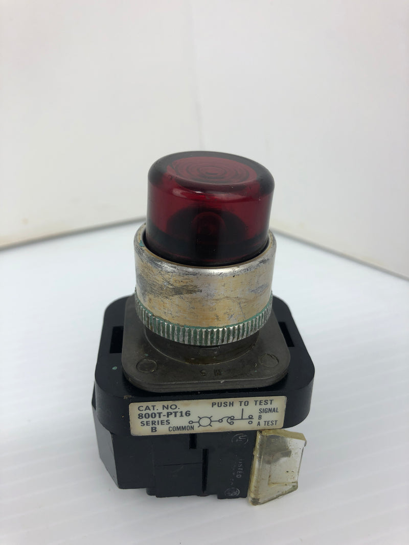 Allen-Bradley Allen-Bradley 800T-PT16 Red Illuminated Push Button Ser. B 120V