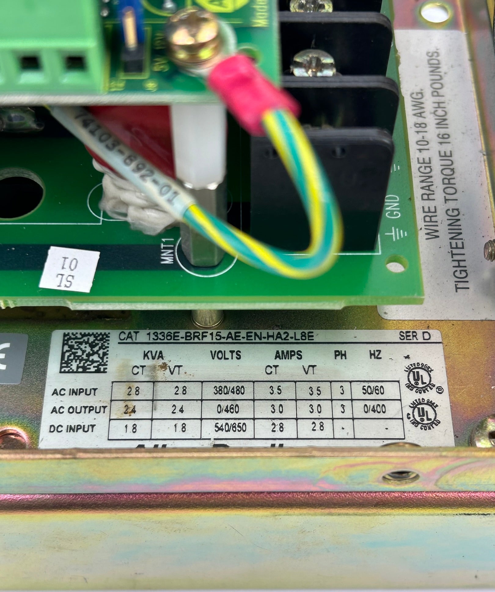 Allen-Bradley 1336E-BR15-AE-EN-HA2-L8E Drive Series D 28kVA 3PH 380/480V 35A