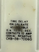 Potter & Brumfield CKB-38-70060 AMF Time Delay Relay 0.6-60 Sec. 120VAC 10A