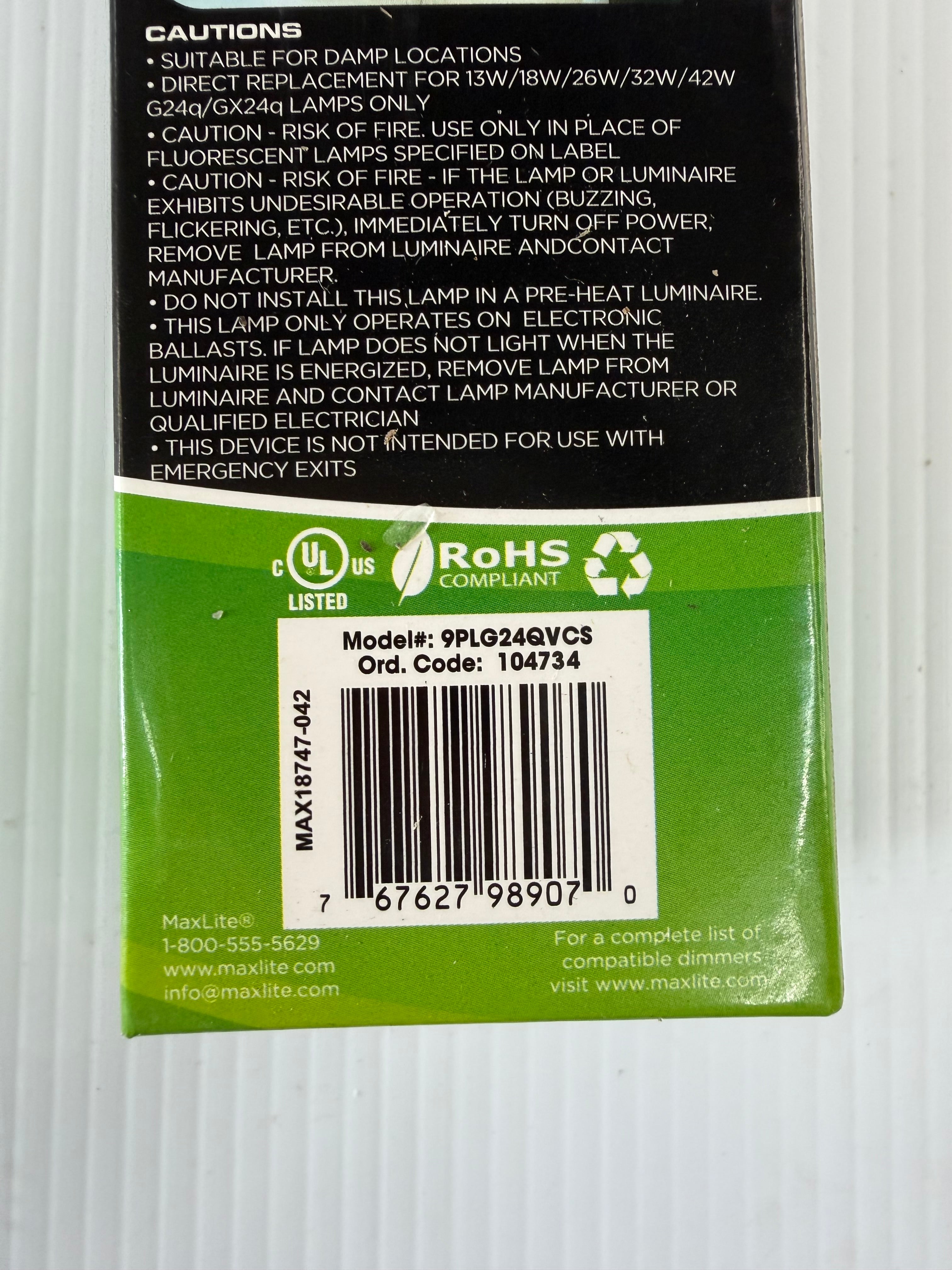 Maxlite Dimmable Lamp 9PLG24QVCS Replacement for 13W/18W/26W/32W/42W
