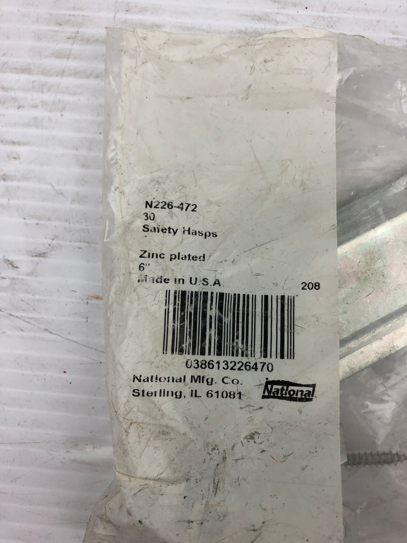 National N226-472 Safety Hasps Zinc Plated 6" - Lot of 3