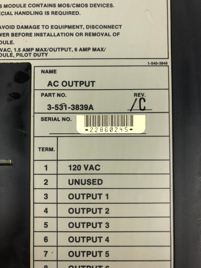 Cincinnati Milacron 3-531-3839A AC Output PLC Module Rev. C