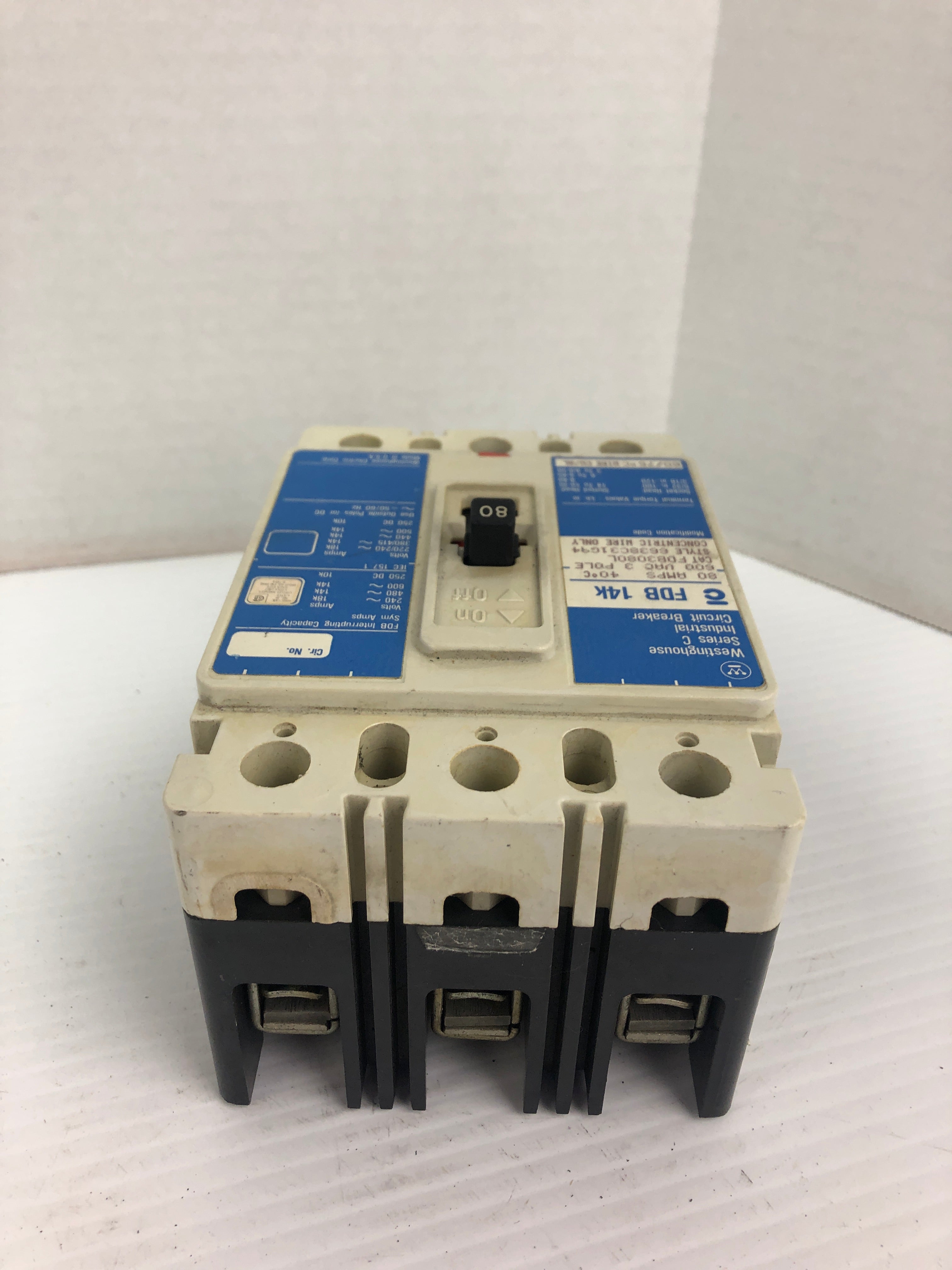 Westinghouse FDB 14K Industrial Circuit Breaker Series C 80A 600VAC 3P FDB3080L