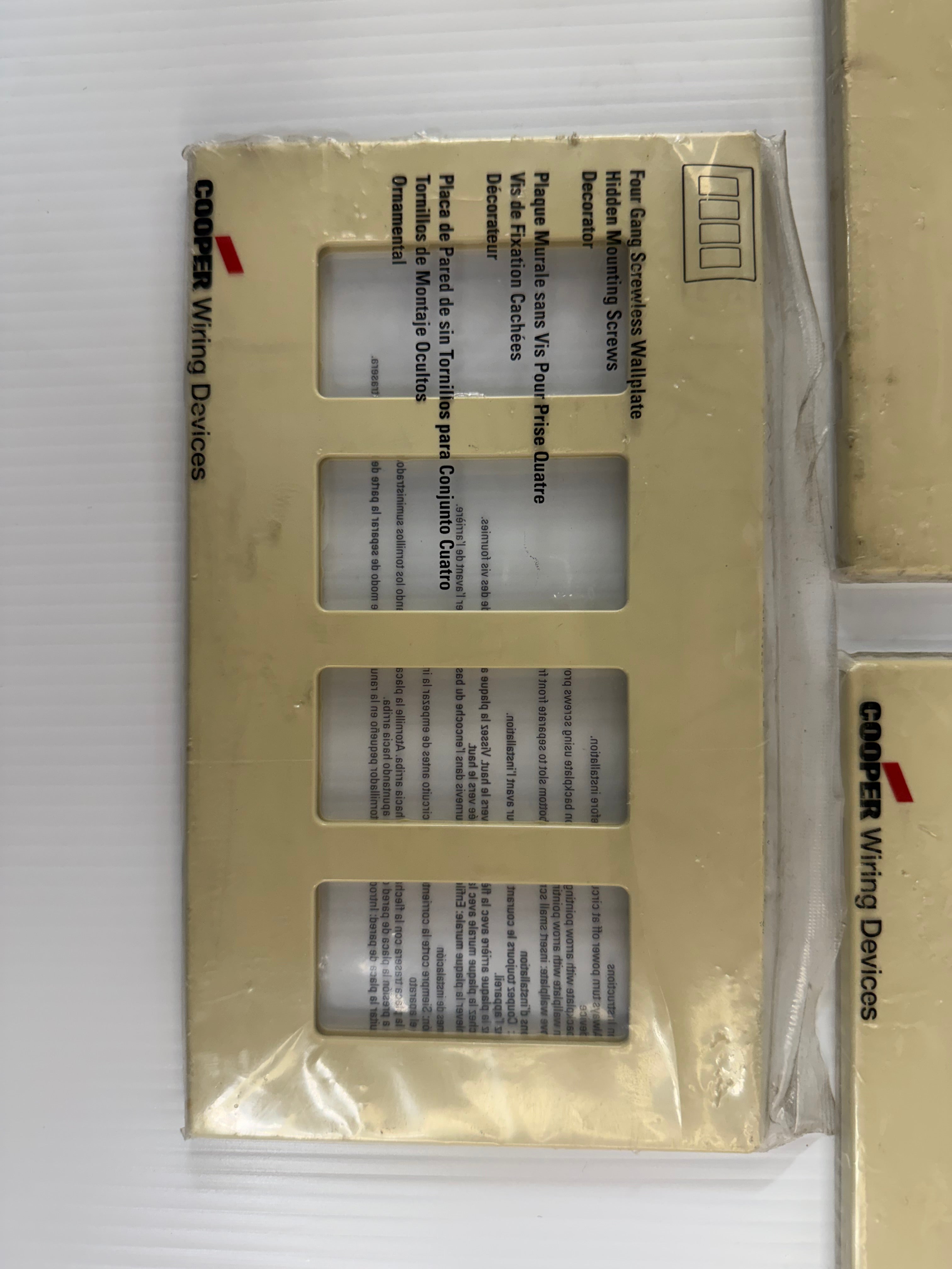 Cooper Wiring 4-Gang Screwless Wallplate PJS264V Lot of 3