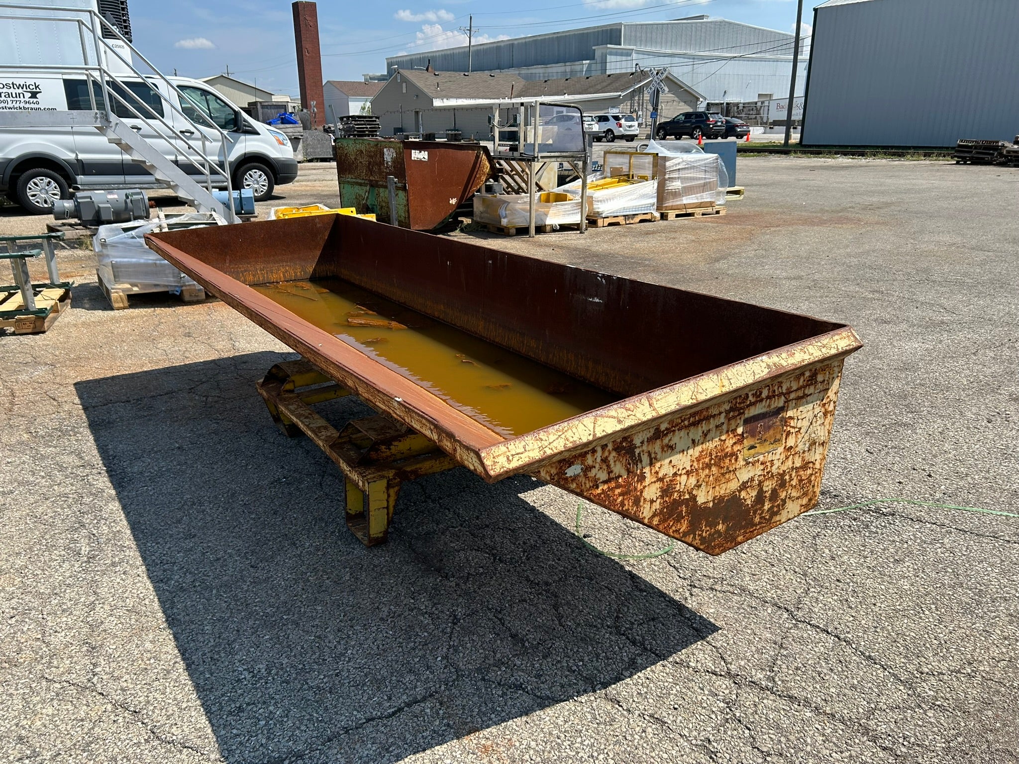 Dump Hopper Painted Steel with Fork Pockets 129" L x 41" W x 33" H OD Yellow