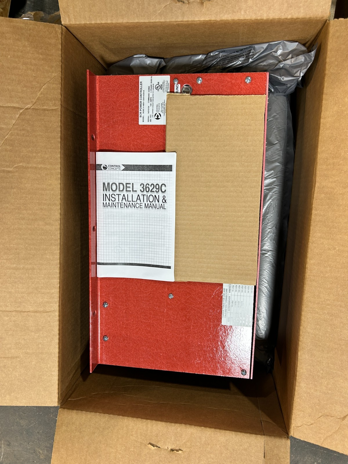 Control Concepts 3629C-V-480V-120A-4/20mA SCR Power Controller 480VAC 120A 3PH