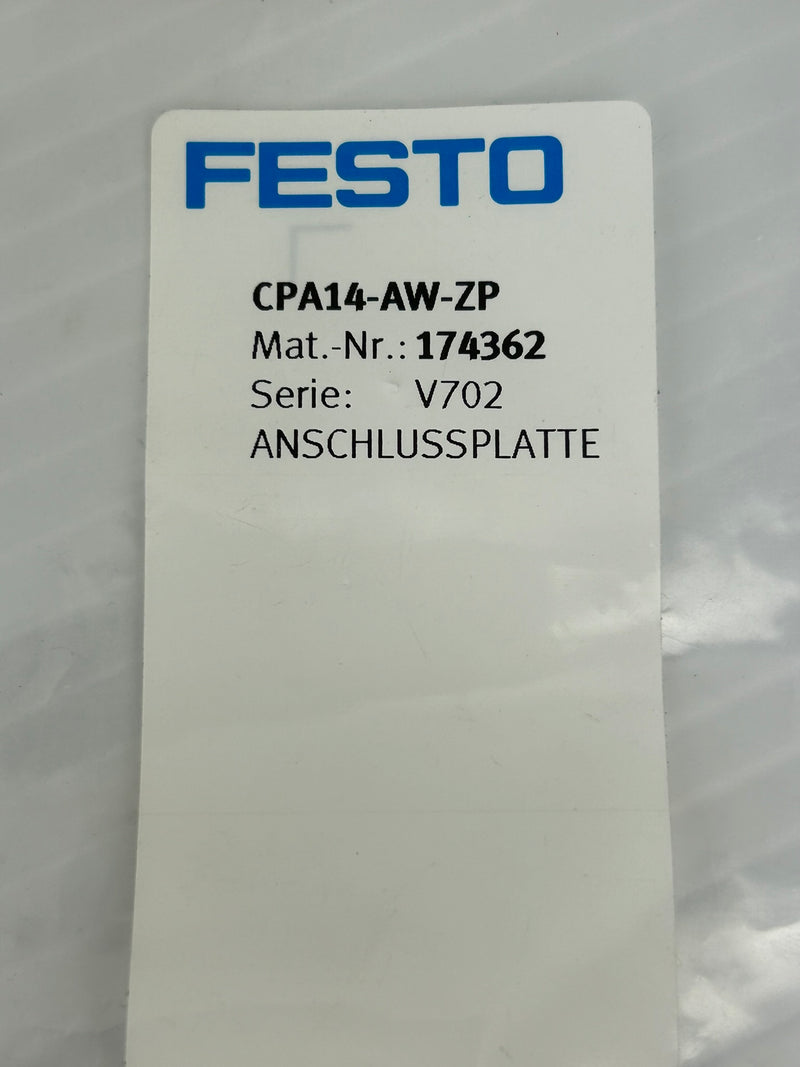 Festo CPA14-AW-ZP Valve Cover Sub Base Plate 174362 Series V702