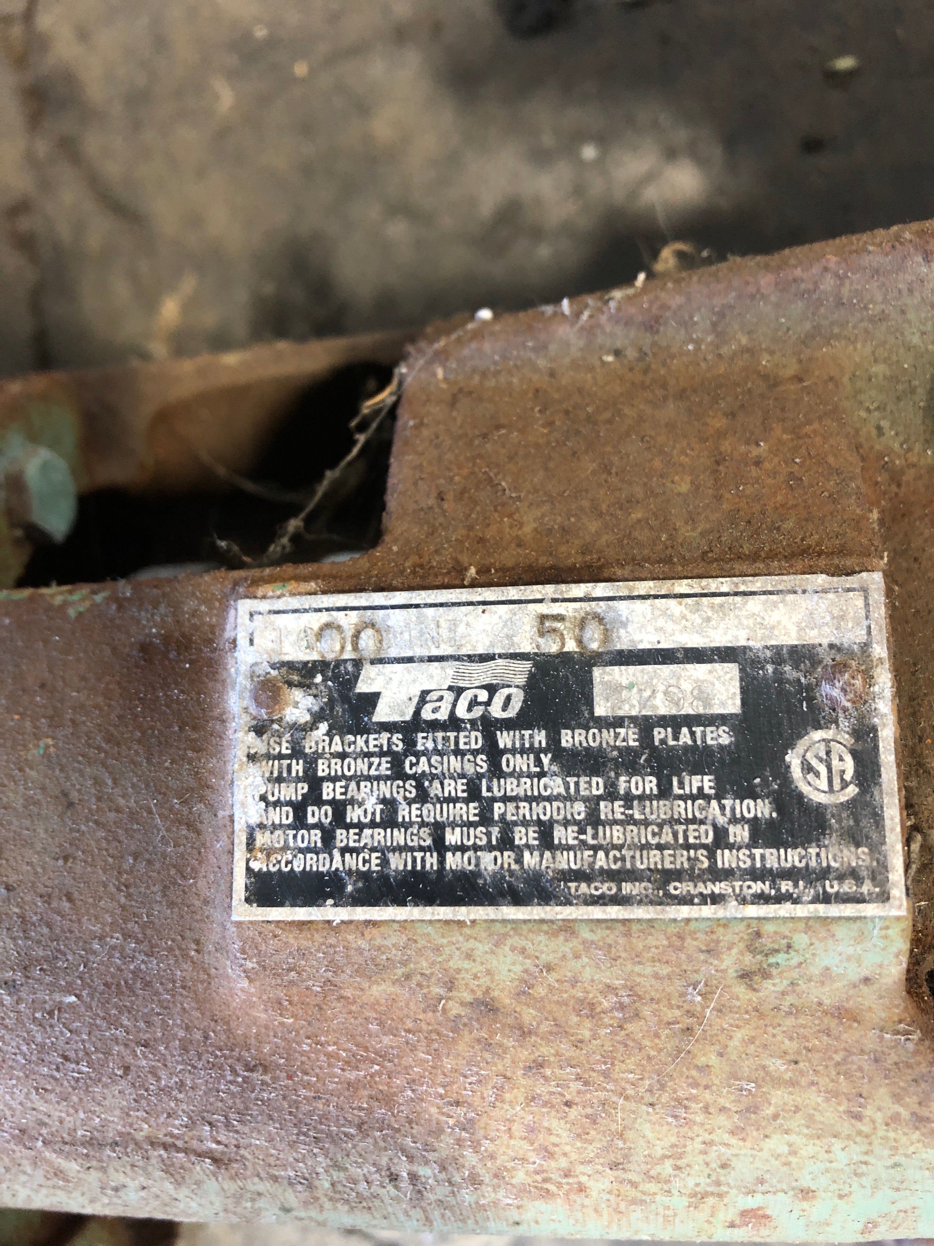 Marathon Motor B206 with Taco Pump 1/4HP 1725 RPM 48Y Frame