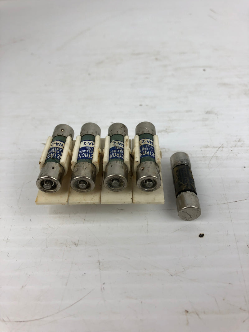 Fusetron Fuses with Plastic Holders 736FU2 FNA-1, FNA-2, FNA-3 - Lot of 5