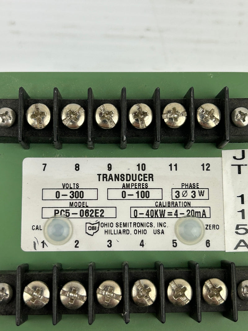 Ohio Semitronics PC5-062E2 Transducer 0-300 Volts 0-100 Amperes 3 Phase