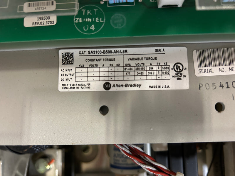 Allen-Bradley SA3100-B500-AN-L6R Drive Series A with Frame