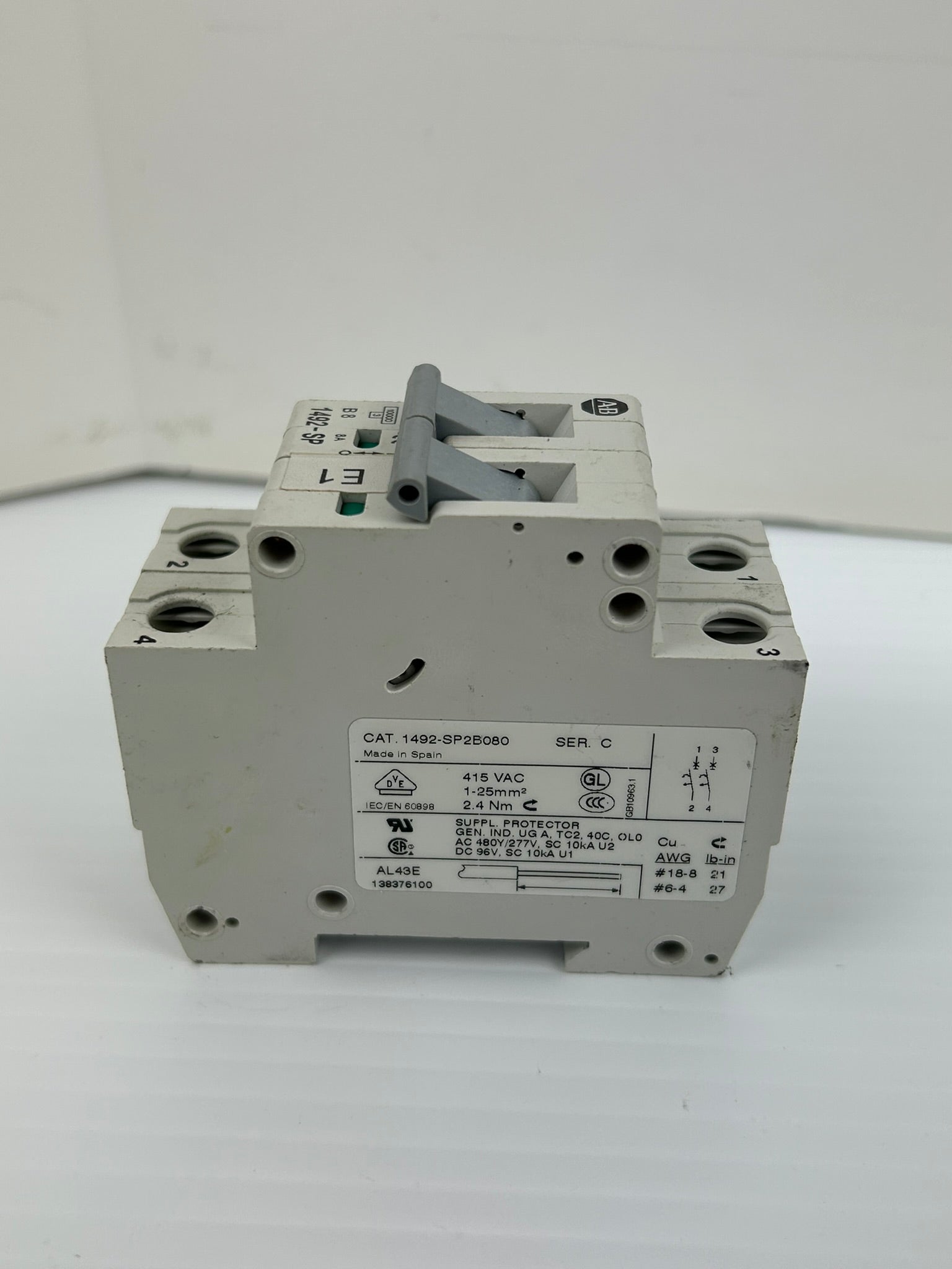 Allen-Bradley 1492-SP2B080 Circuit Breaker Series C 8A 2P - Lot of 3