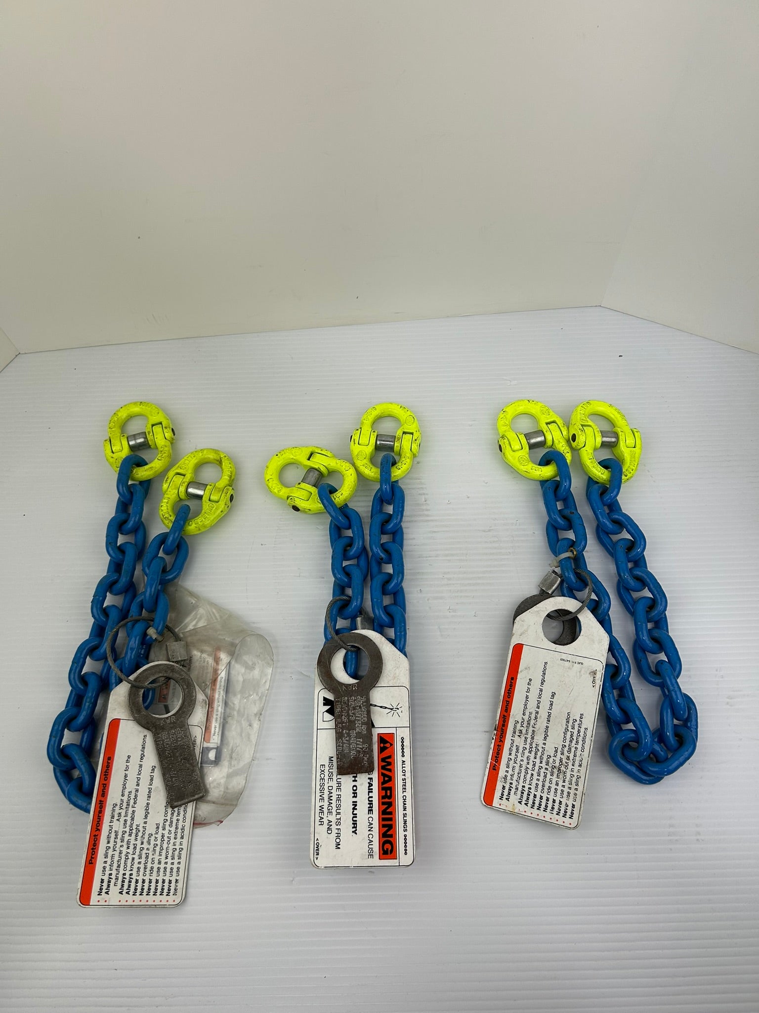 3/8" Grade 100 Alloy Chain Sling 11,300 LB WLL Single Leg Locking Hooks Lot of 3