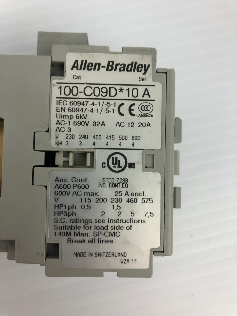 Allen-Bradley 100-C09D*10 Contactor Series A 690V 32A 3PH