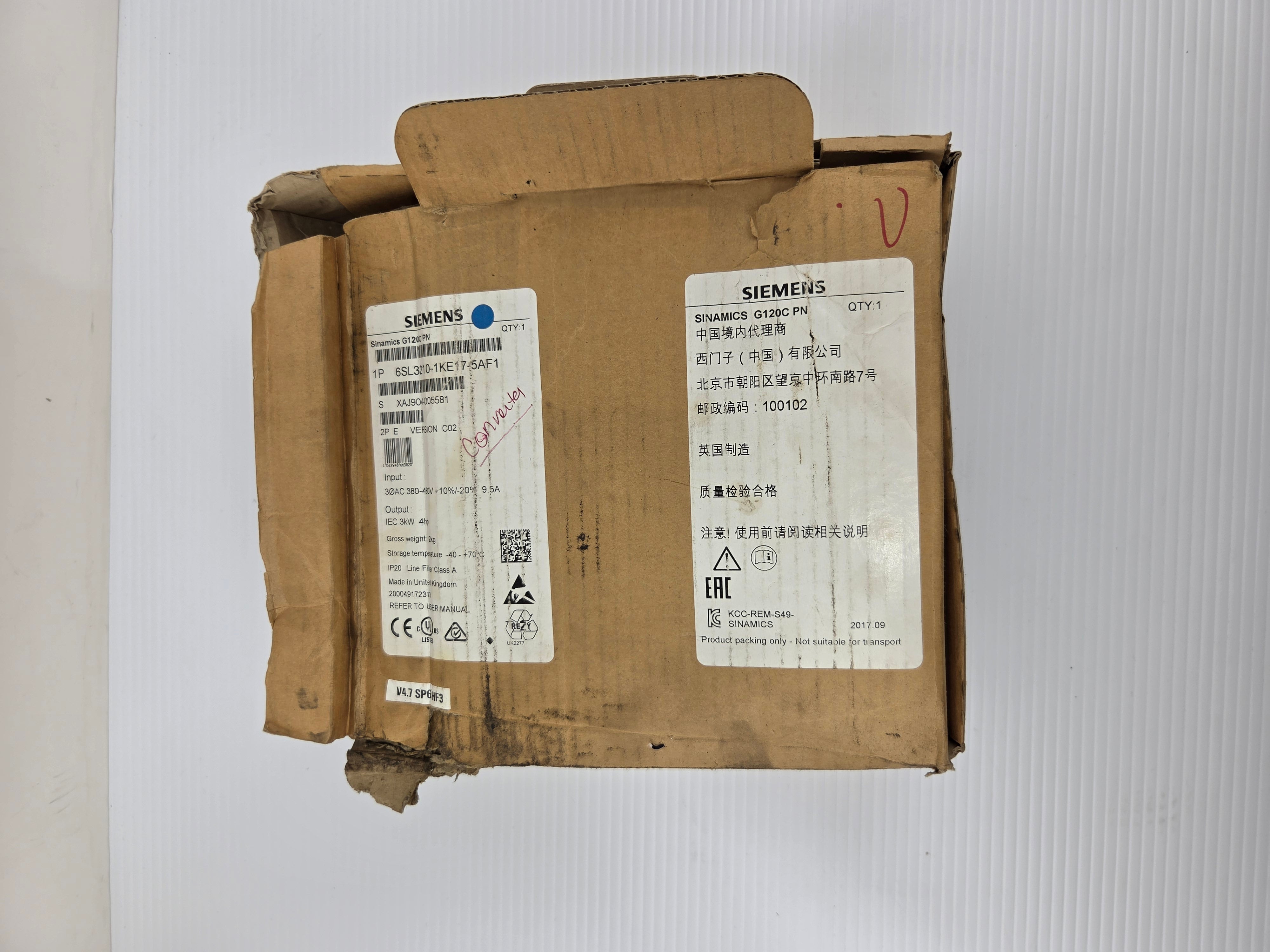 Siemens Sinamics G120C 6SL3210-1KE17-5AF1 Inverter Drive