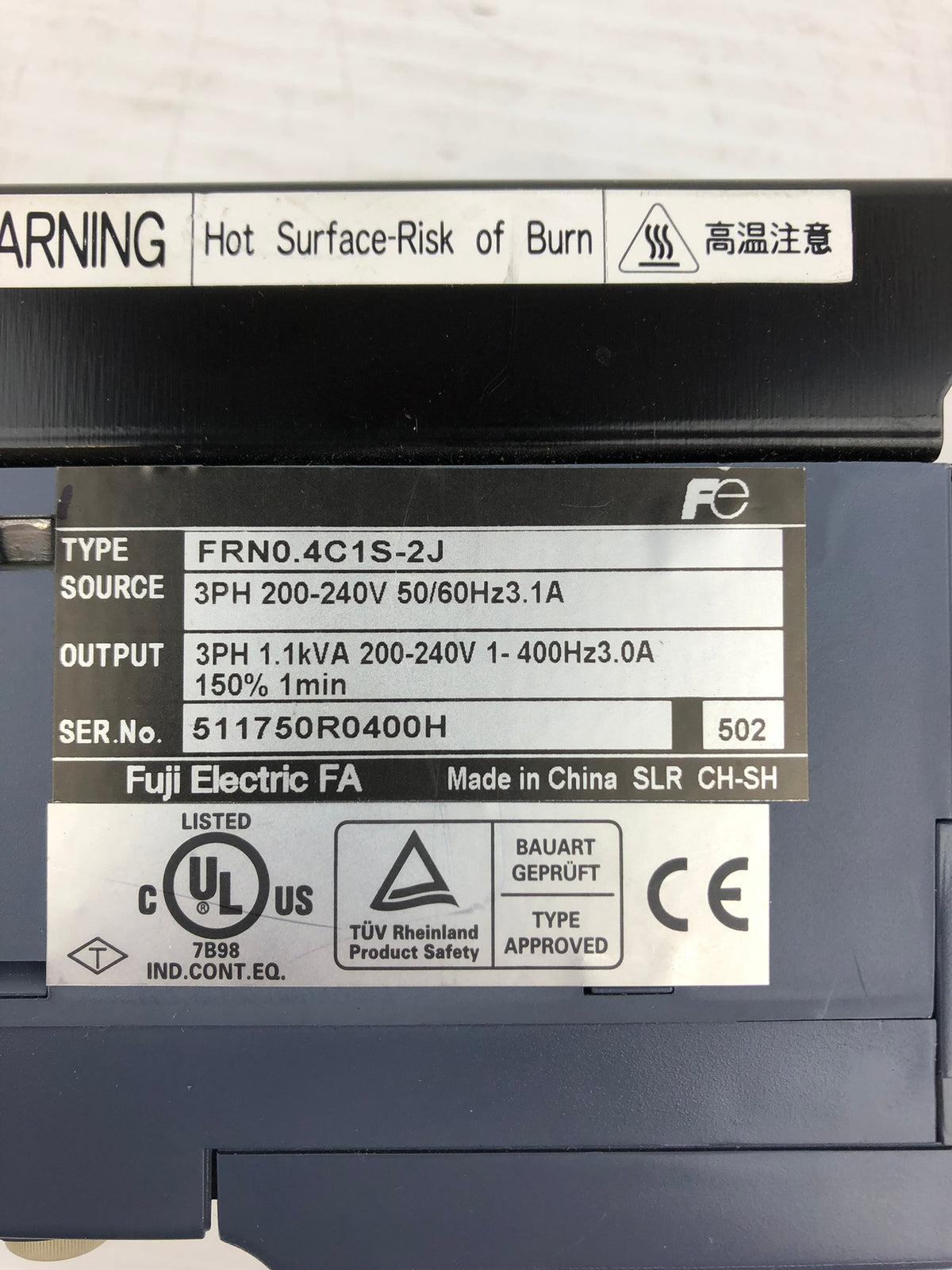 Fuji Electric FRN0.4C1S-2J Converter 3PH 200-240V 50/60Hz 1.8A