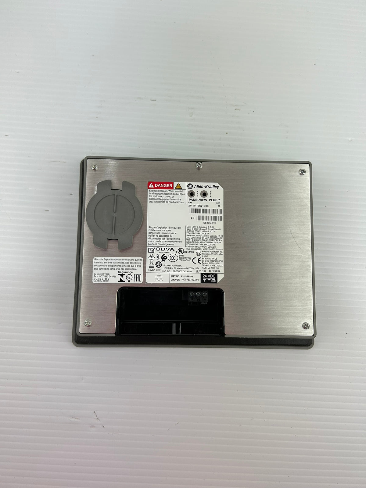 Allen-Bradley PanelView Plus 7 7" HMI Screen 2711P-T7C21D8S Series C 24VDC