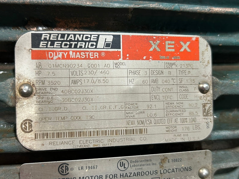 Reliance Electric 01MCN90234 G001 AD XEX Duty Master Motor 7.5 HP 3 Phase