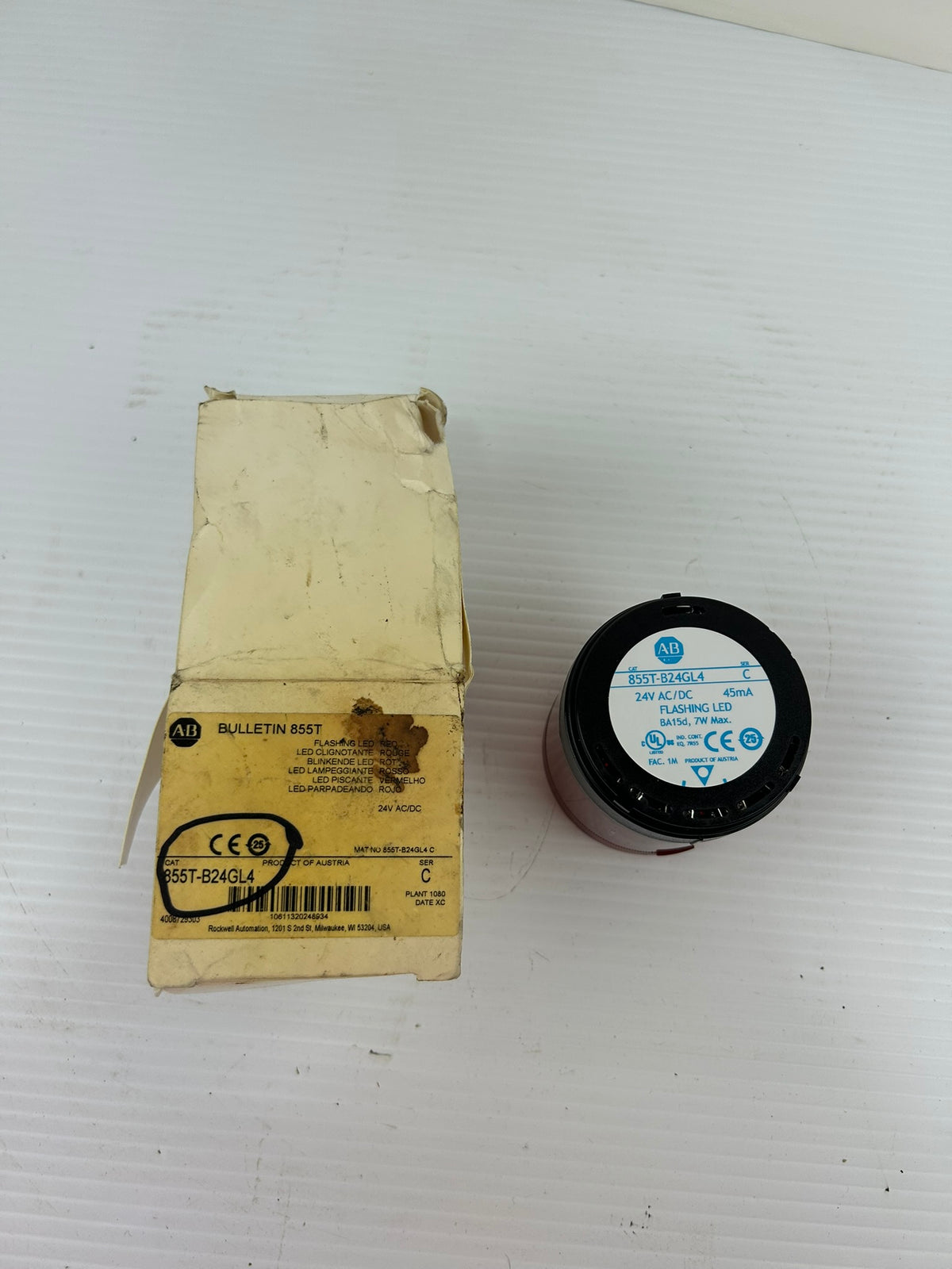 Allen Bradley 855T-B24GL4 Flashing Red LED Indicator Light Series C