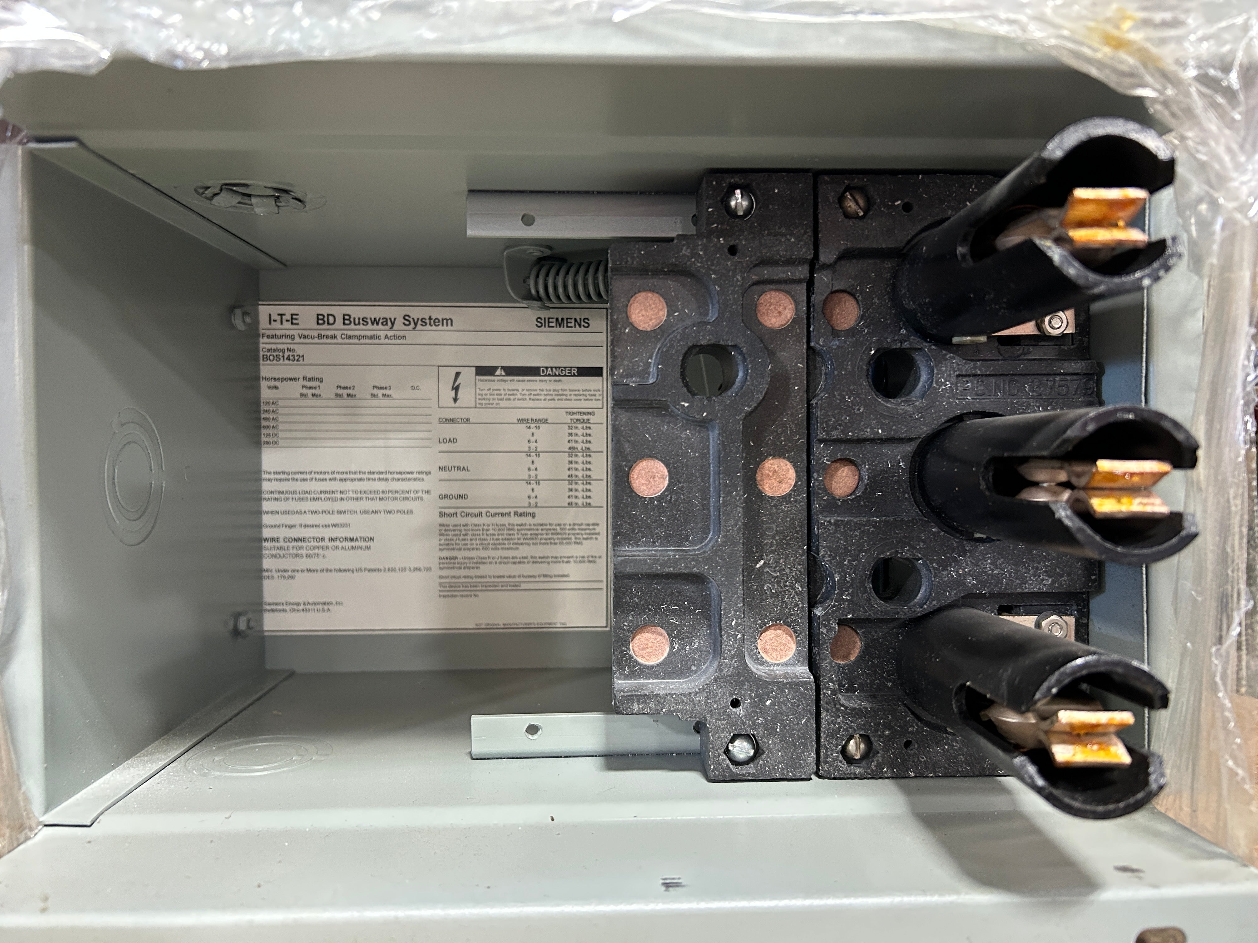 ITE BOS14321 BD Bus Switch Plug 30A 240V 3PH
