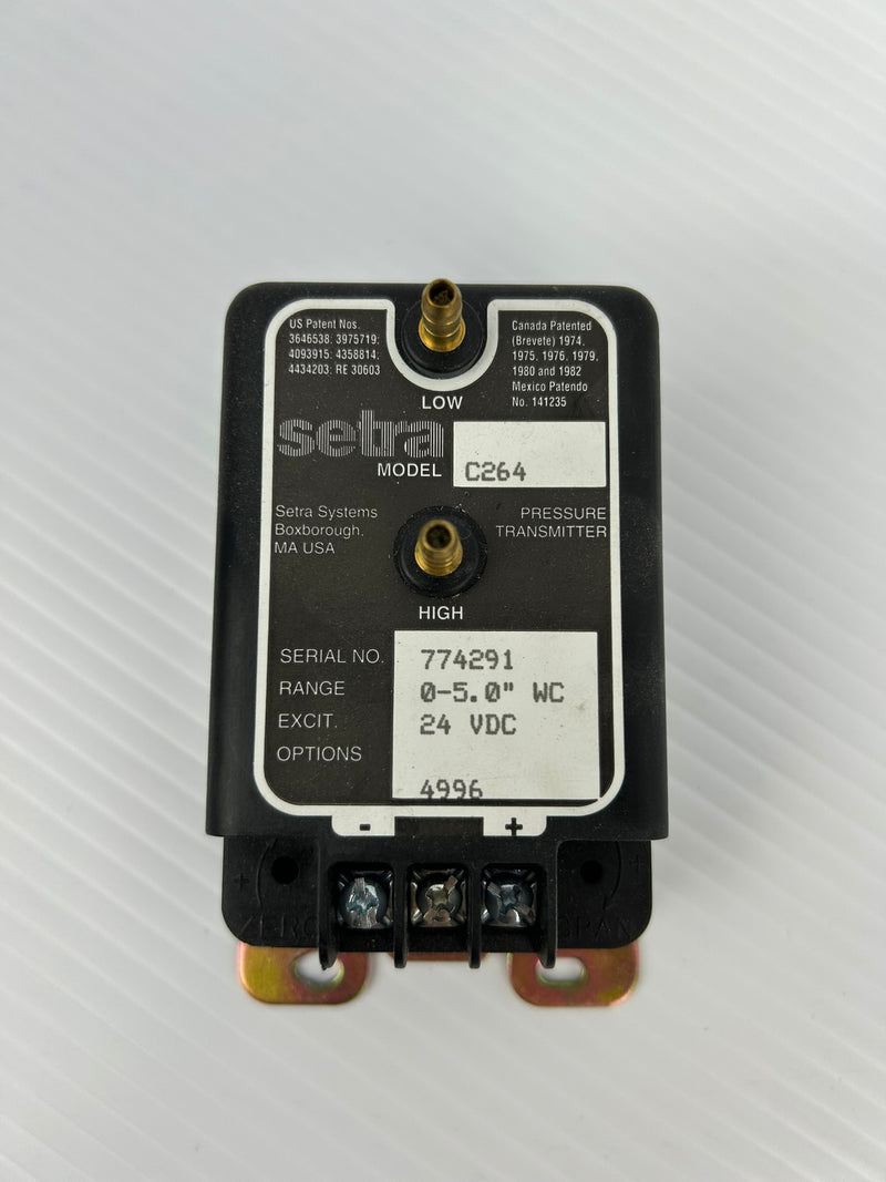 Setra C264 Pressure Transmitter 0-5" WC 24VDC