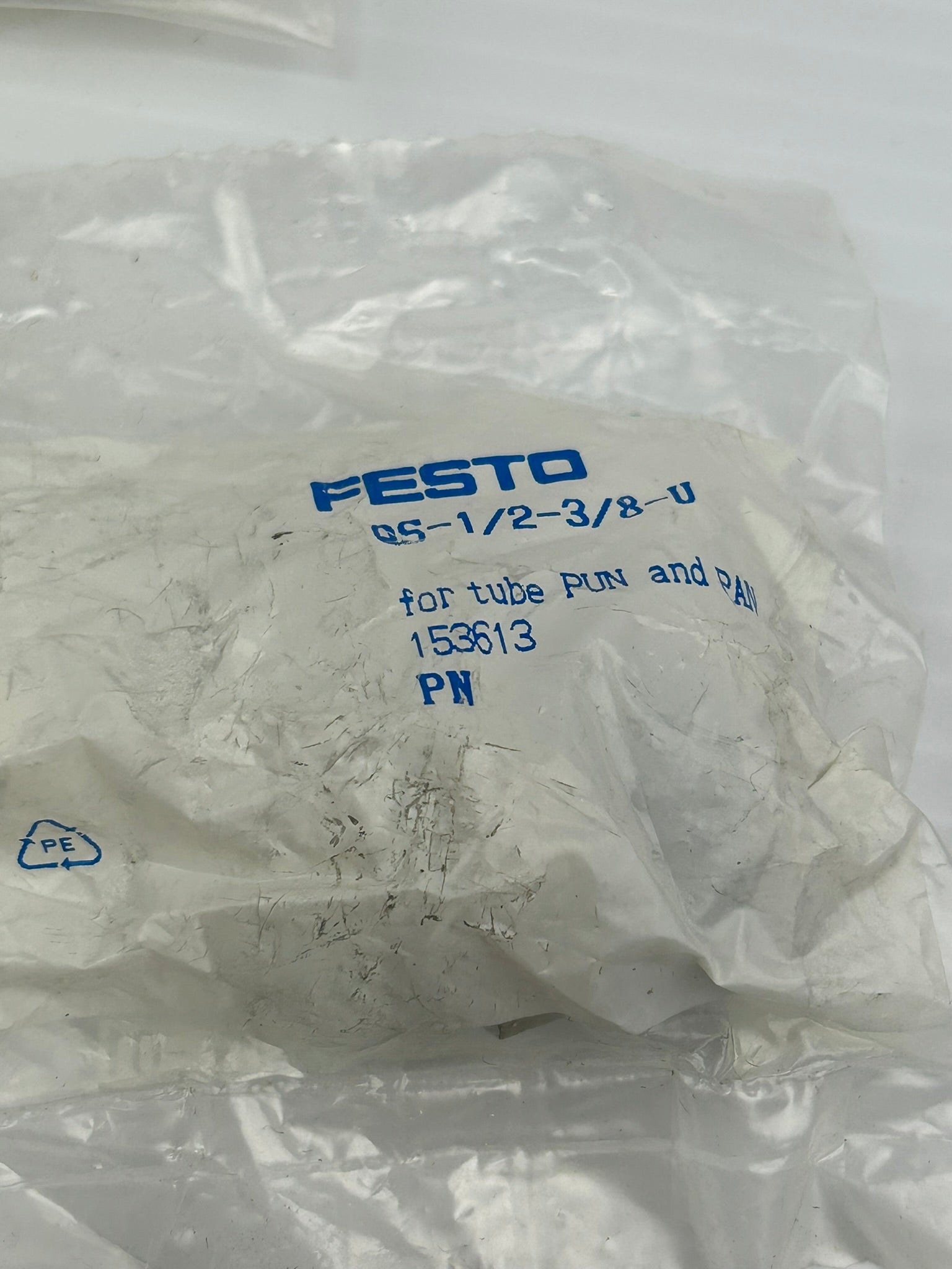 Festo QS-1/2-3/8-U Push in Tube Fitting - for Tube Pun and Pan 153613 - Lot of 3