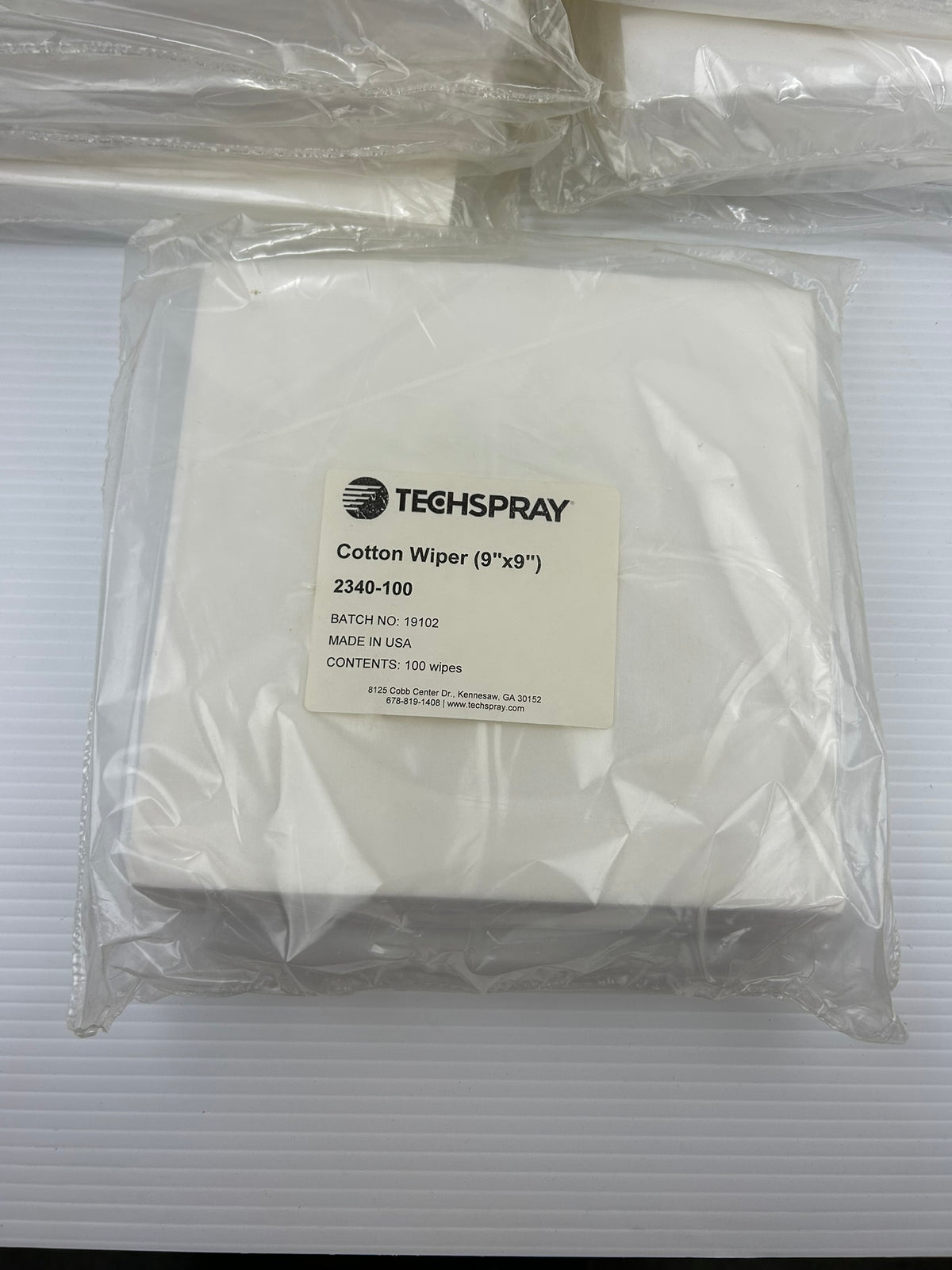 Techspray 2340-100 Cotton Wiper (9" x 9") 100 Wipes Per Pack - Lot of 7 Packs