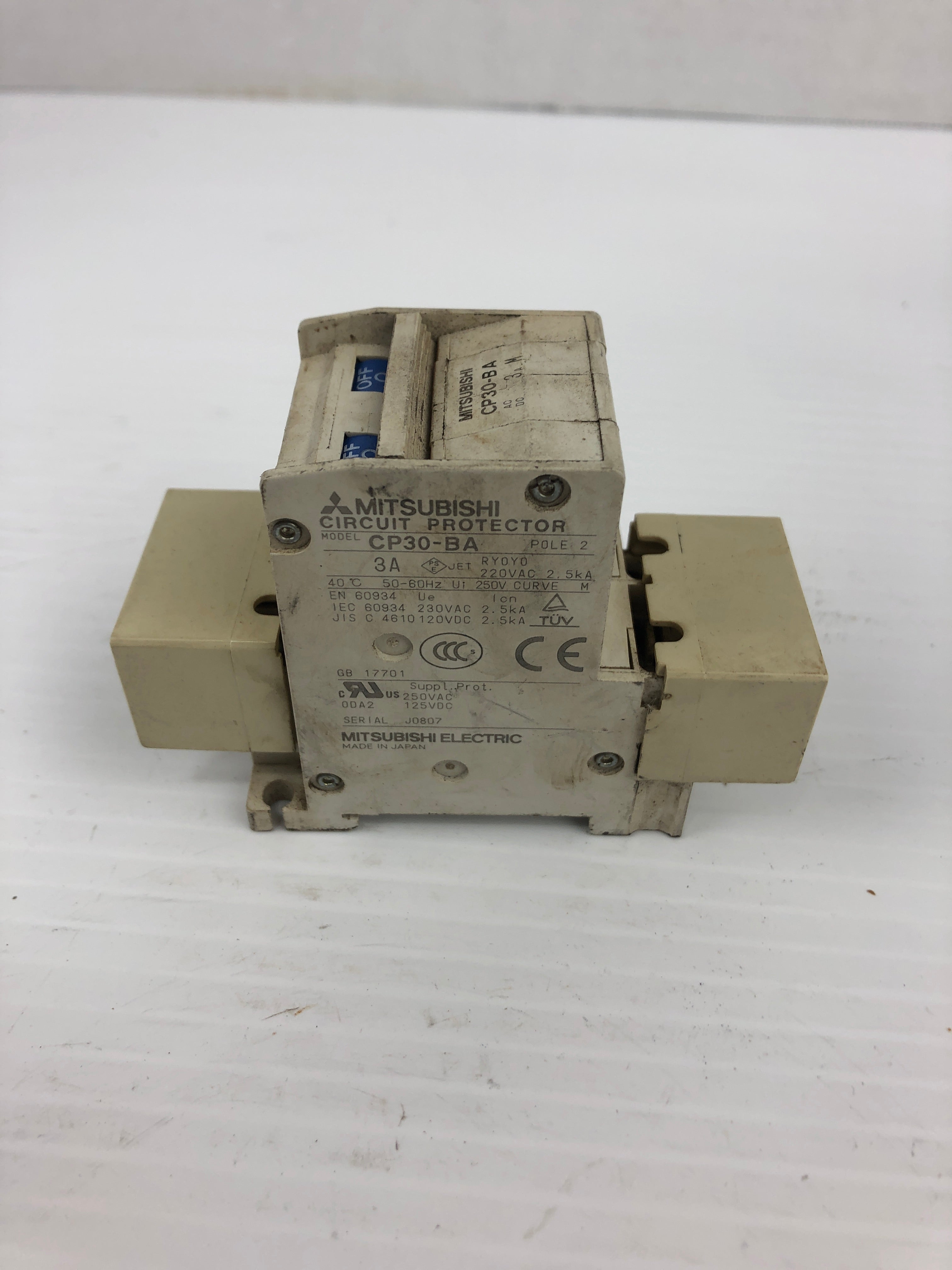 Mitsubishi Electric CP30-BA Circuit Protector 2 Pole 3A 220VAC 2.5kA 50/60 Hz