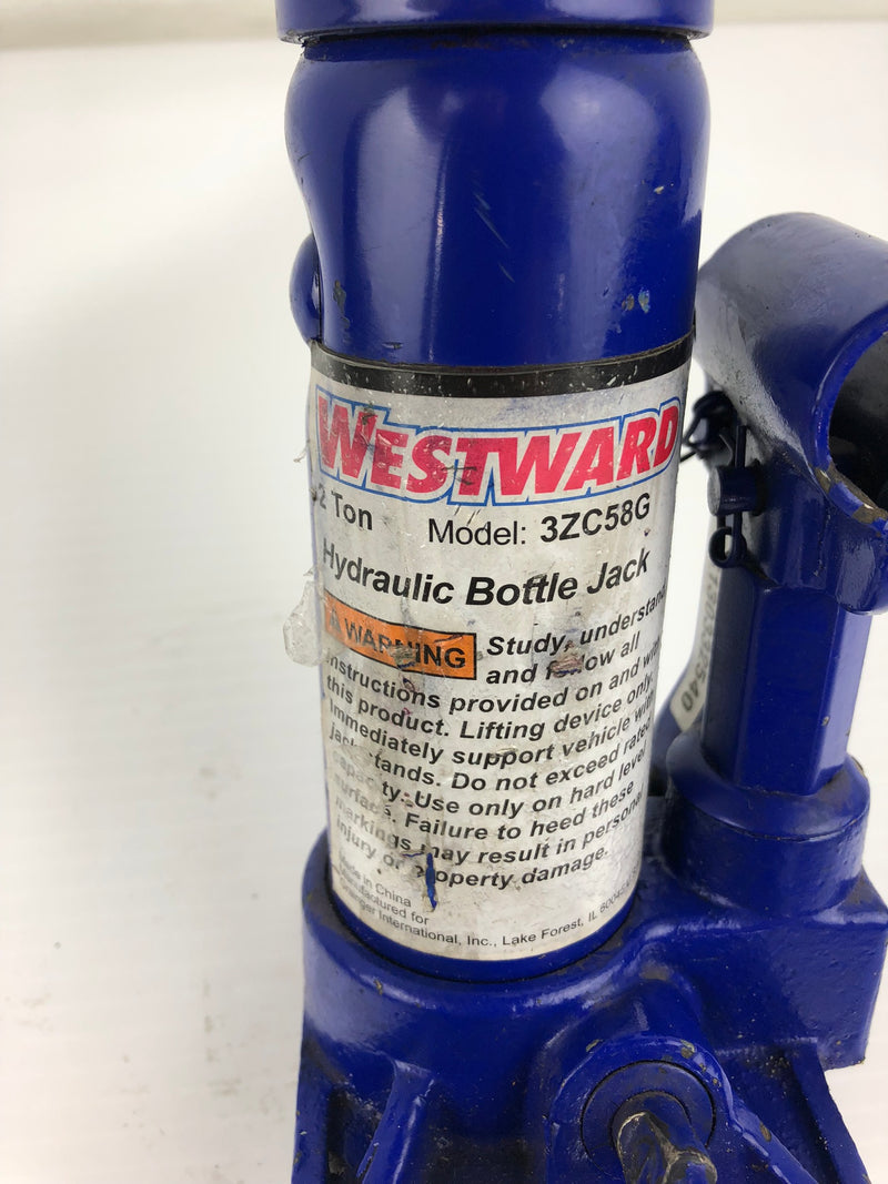 Westward 3ZC58G Hydraulic Bottle Jack 2 Ton